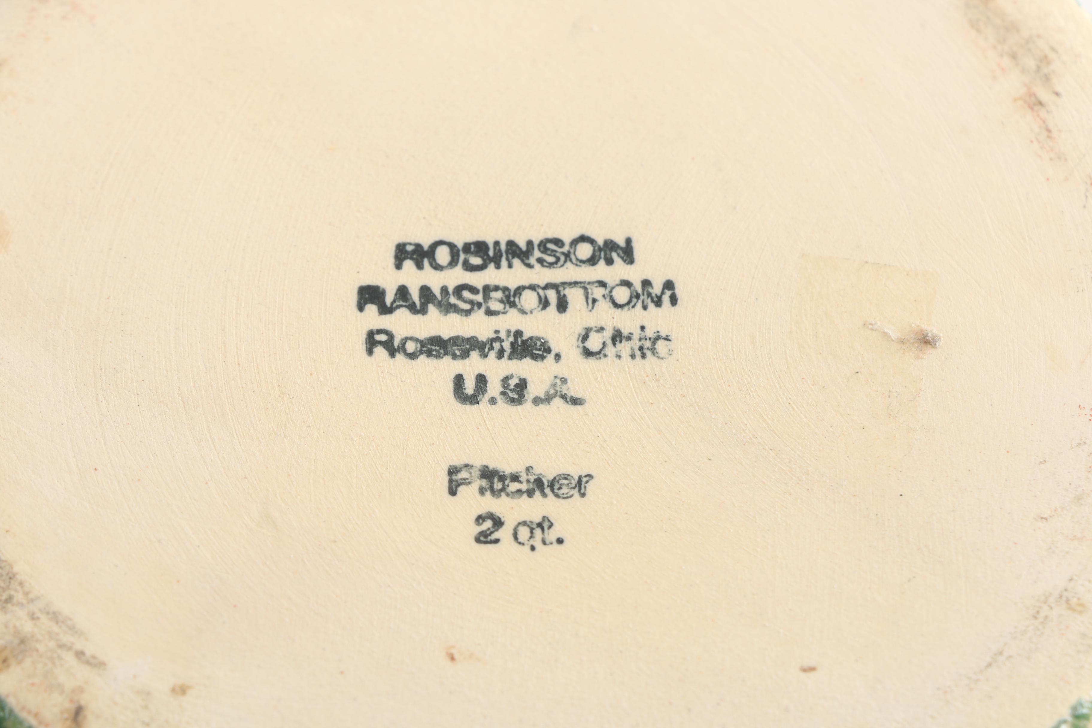 Robinson Ransbottom Spongeware Pottery Pitcher and Bowl