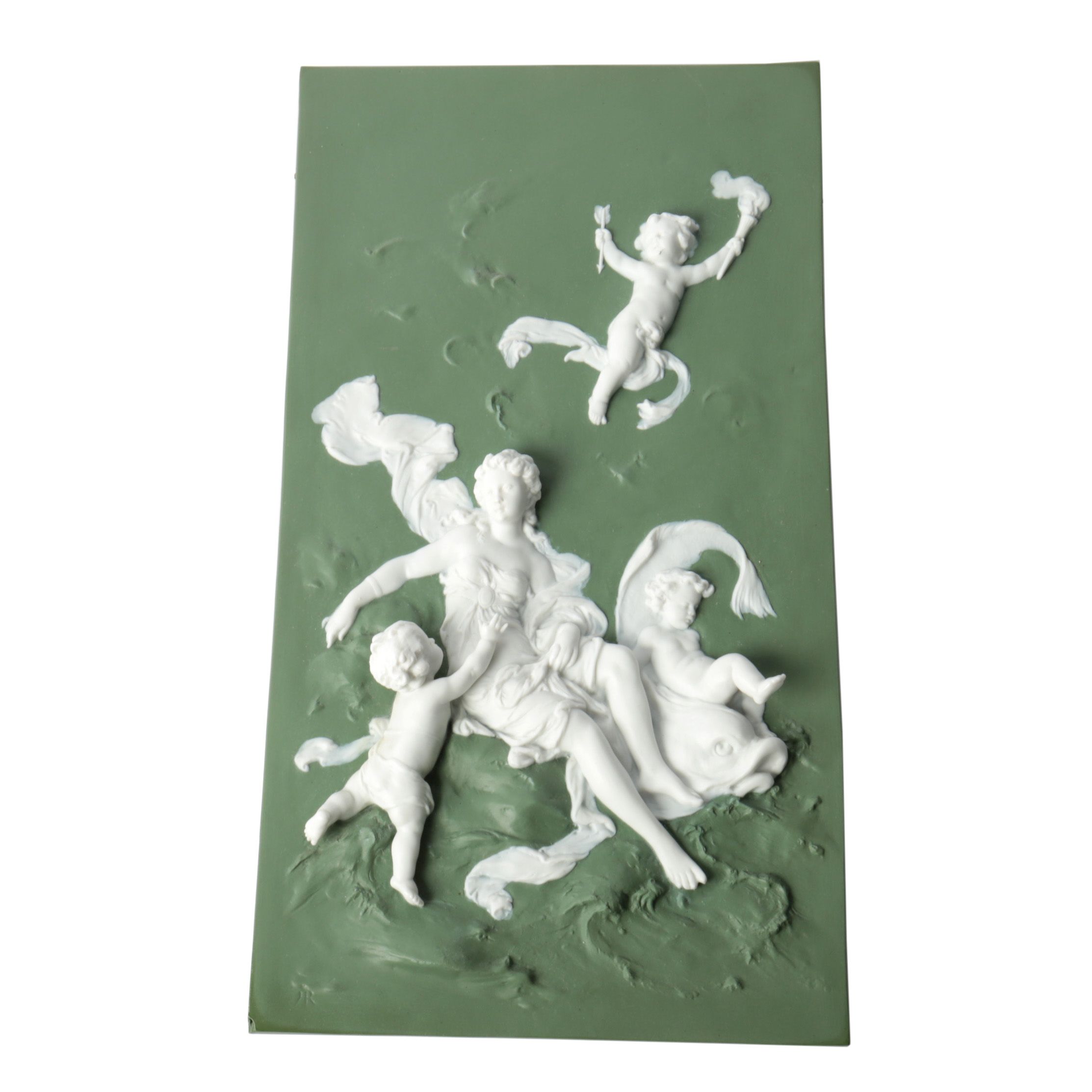 High Relief Ceramic Plaque with Classical Figures