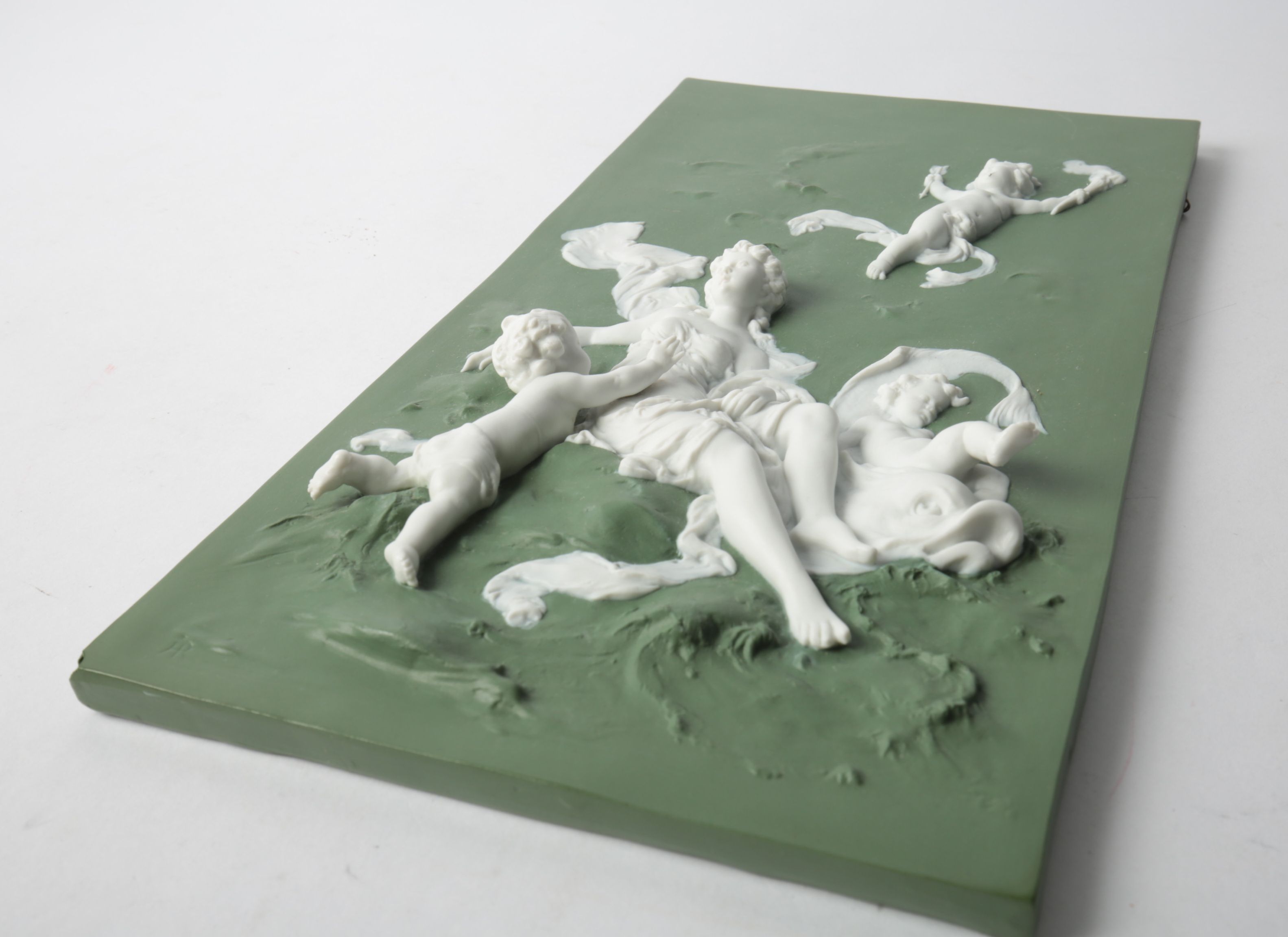 High Relief Ceramic Plaque with Classical Figures