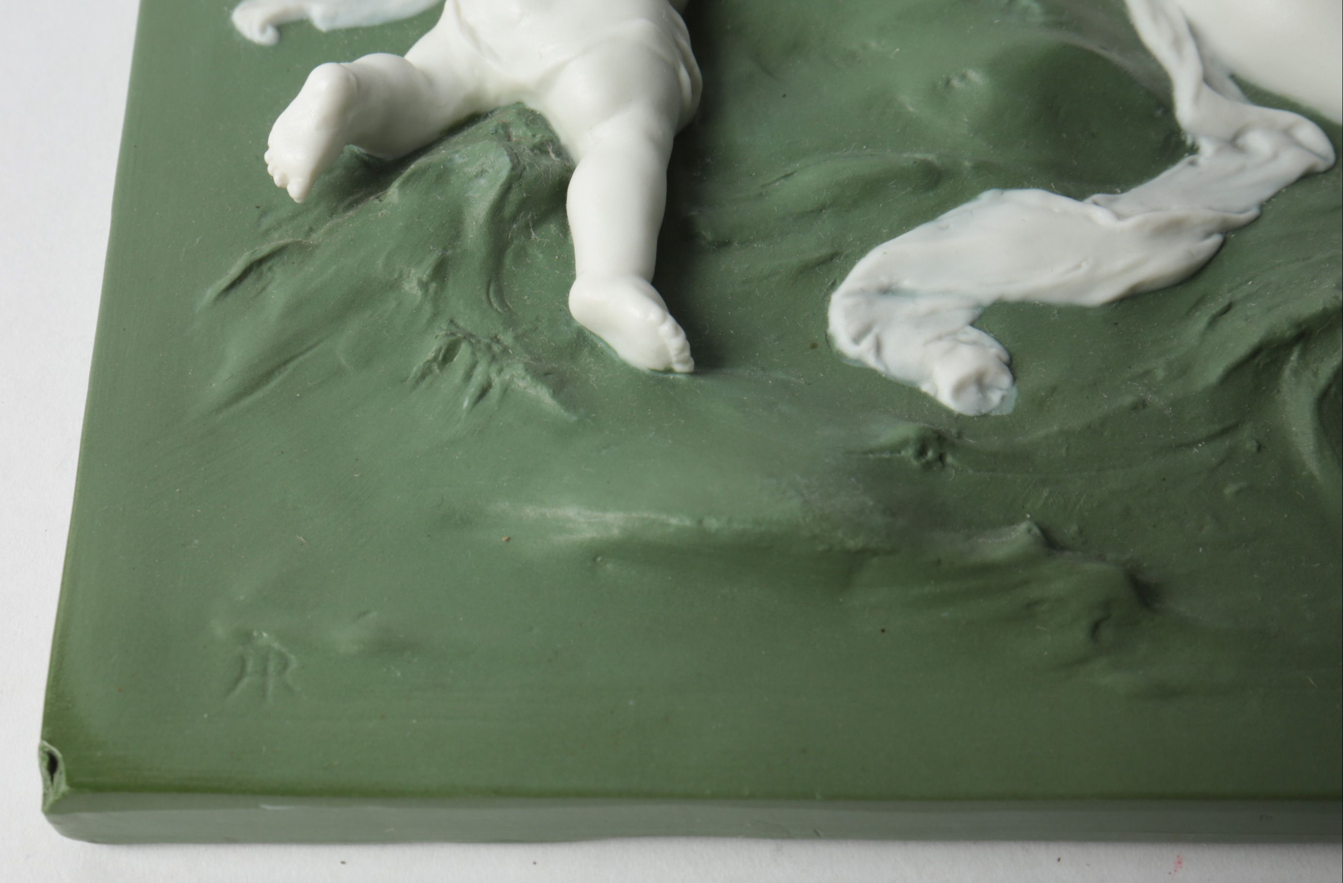 High Relief Ceramic Plaque with Classical Figures