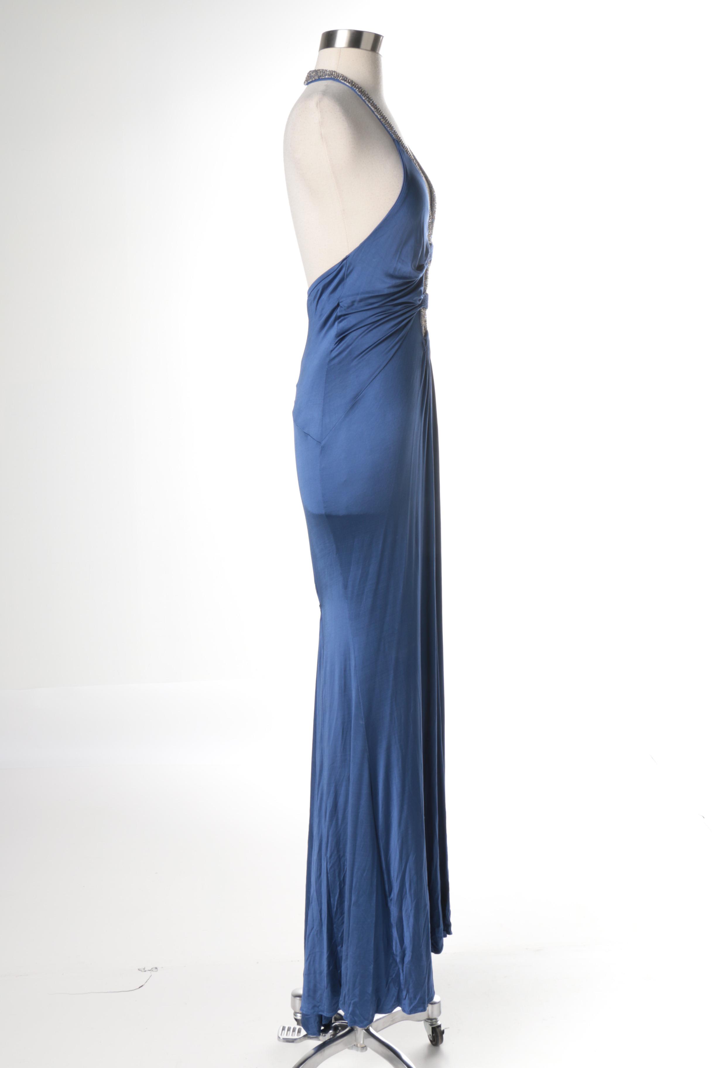 Roberto Cavalli Rhinestone Neckline Evening Dress
