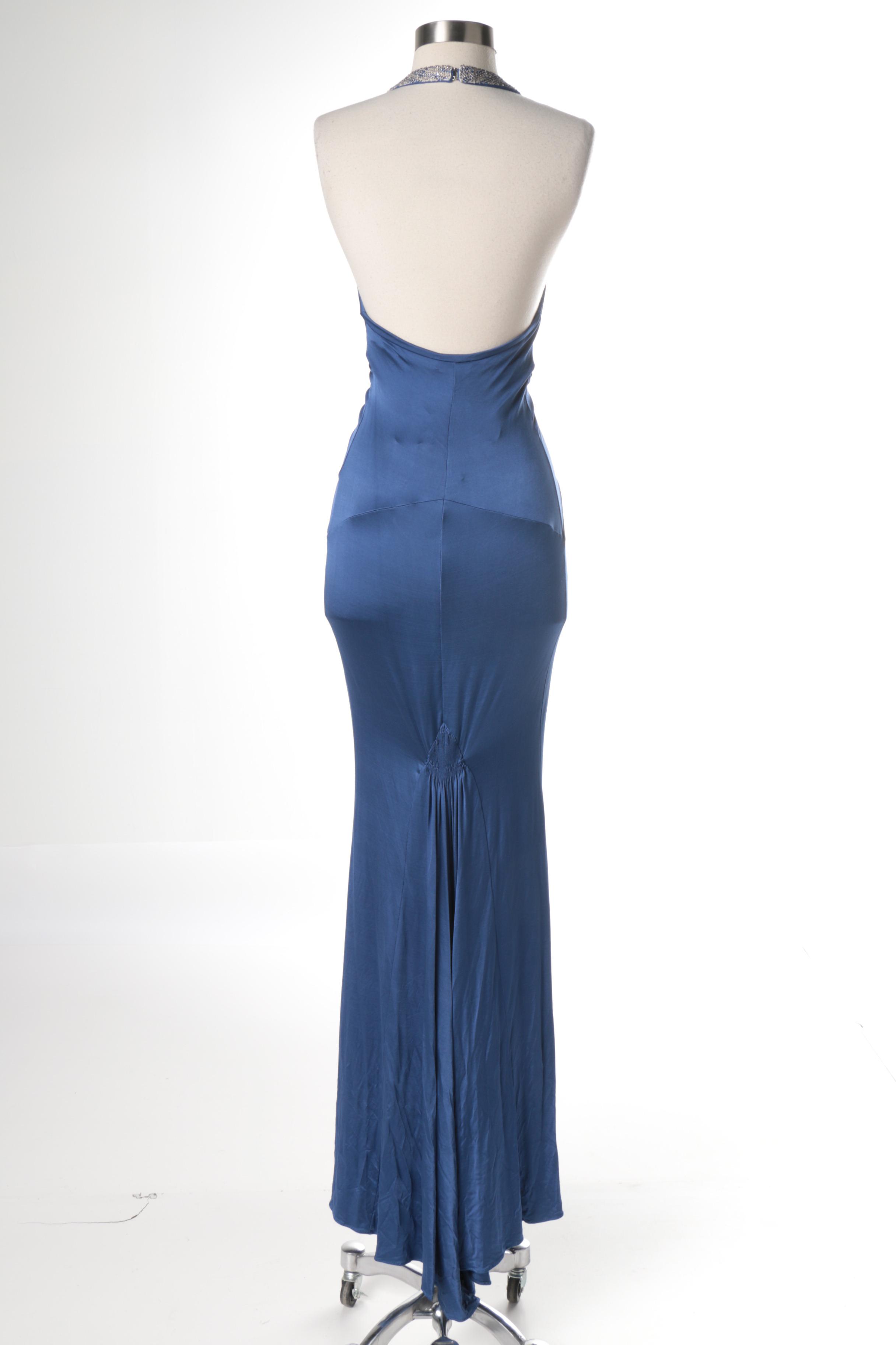 Roberto Cavalli Rhinestone Neckline Evening Dress