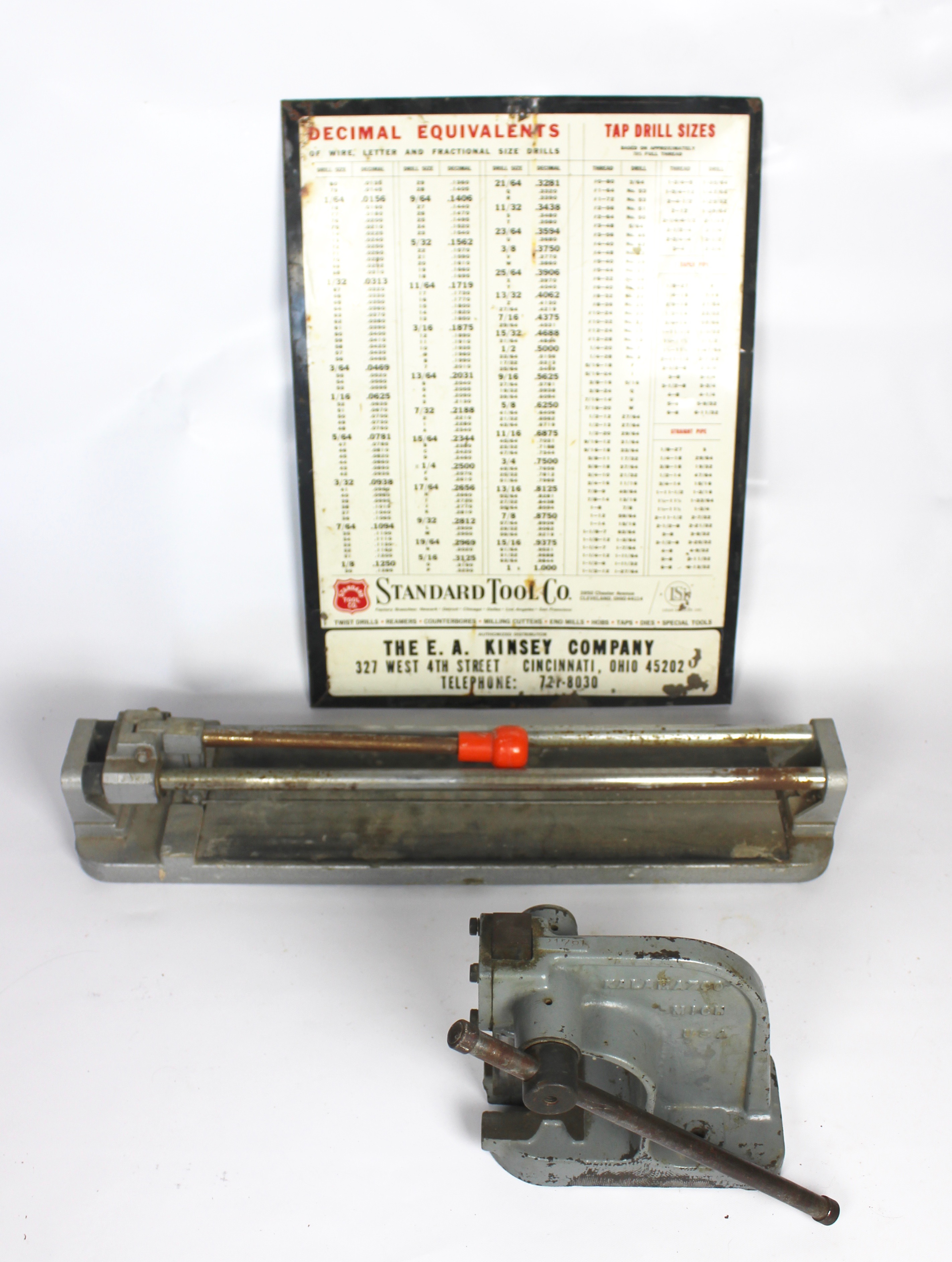 Vintage Tools Including an Arbor Press and Tile Cutter