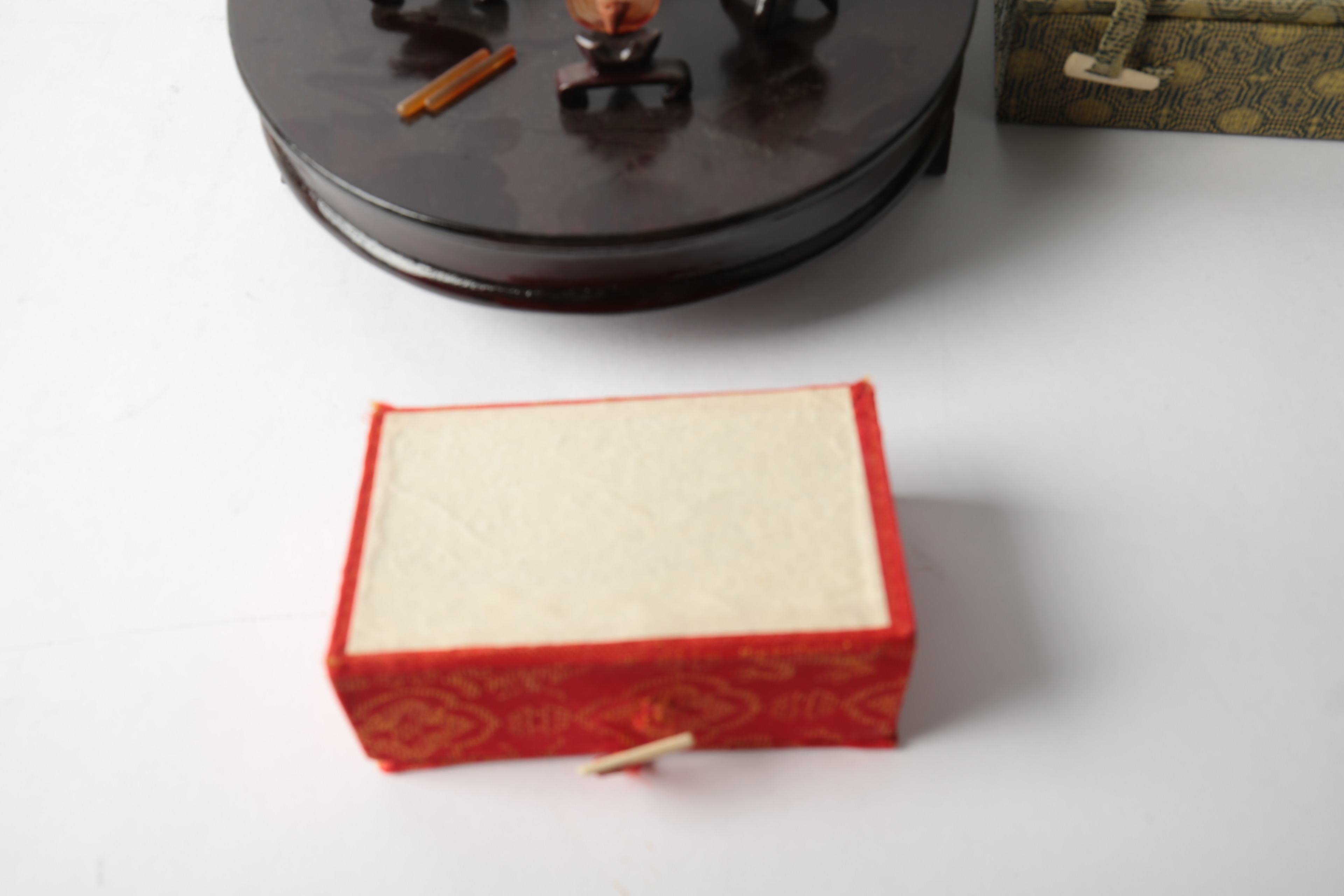Carved Stone Japanese Miniature Instruments with Stand
