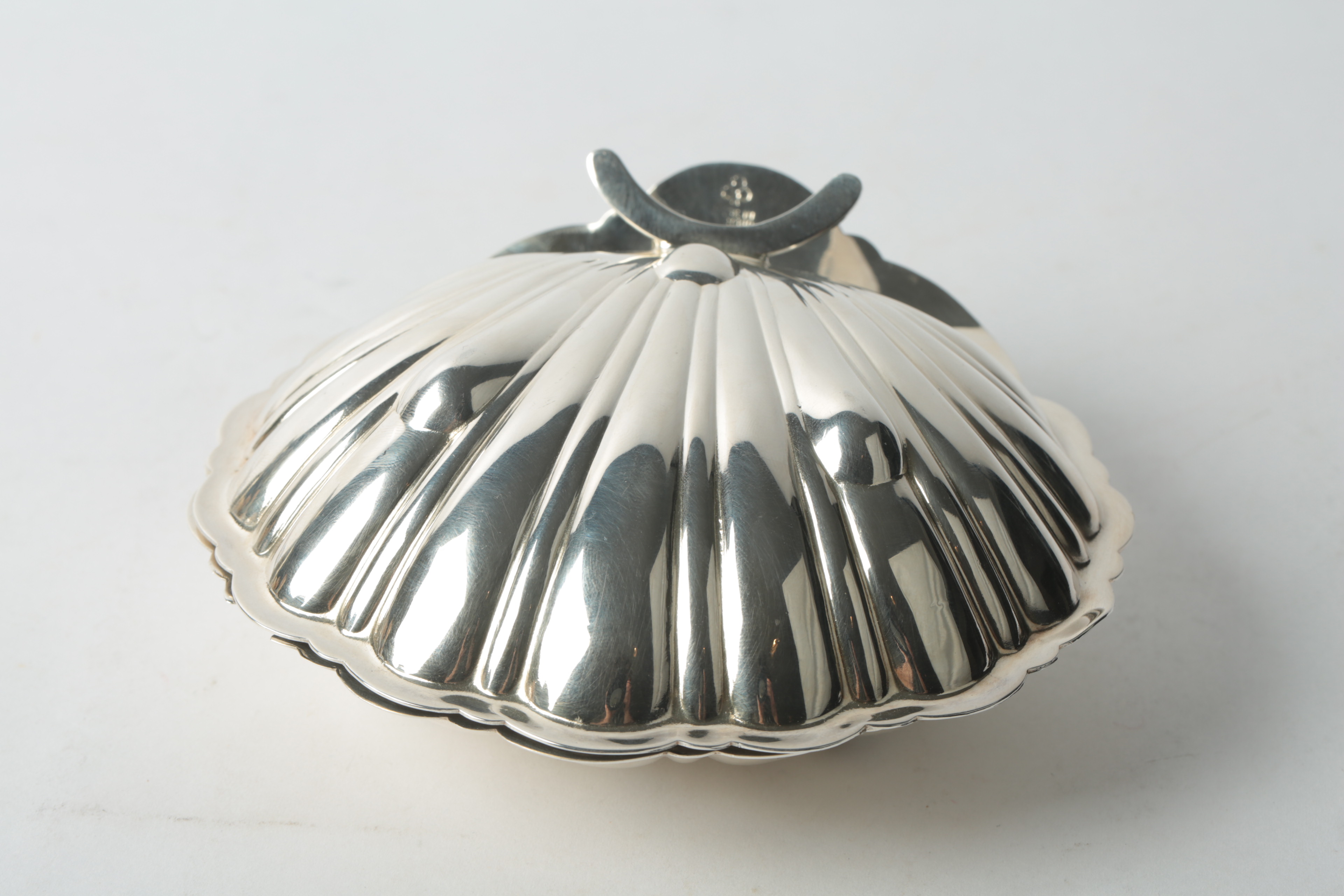 Barker Brothers Silver Plate Hinged Shell Butter Dish