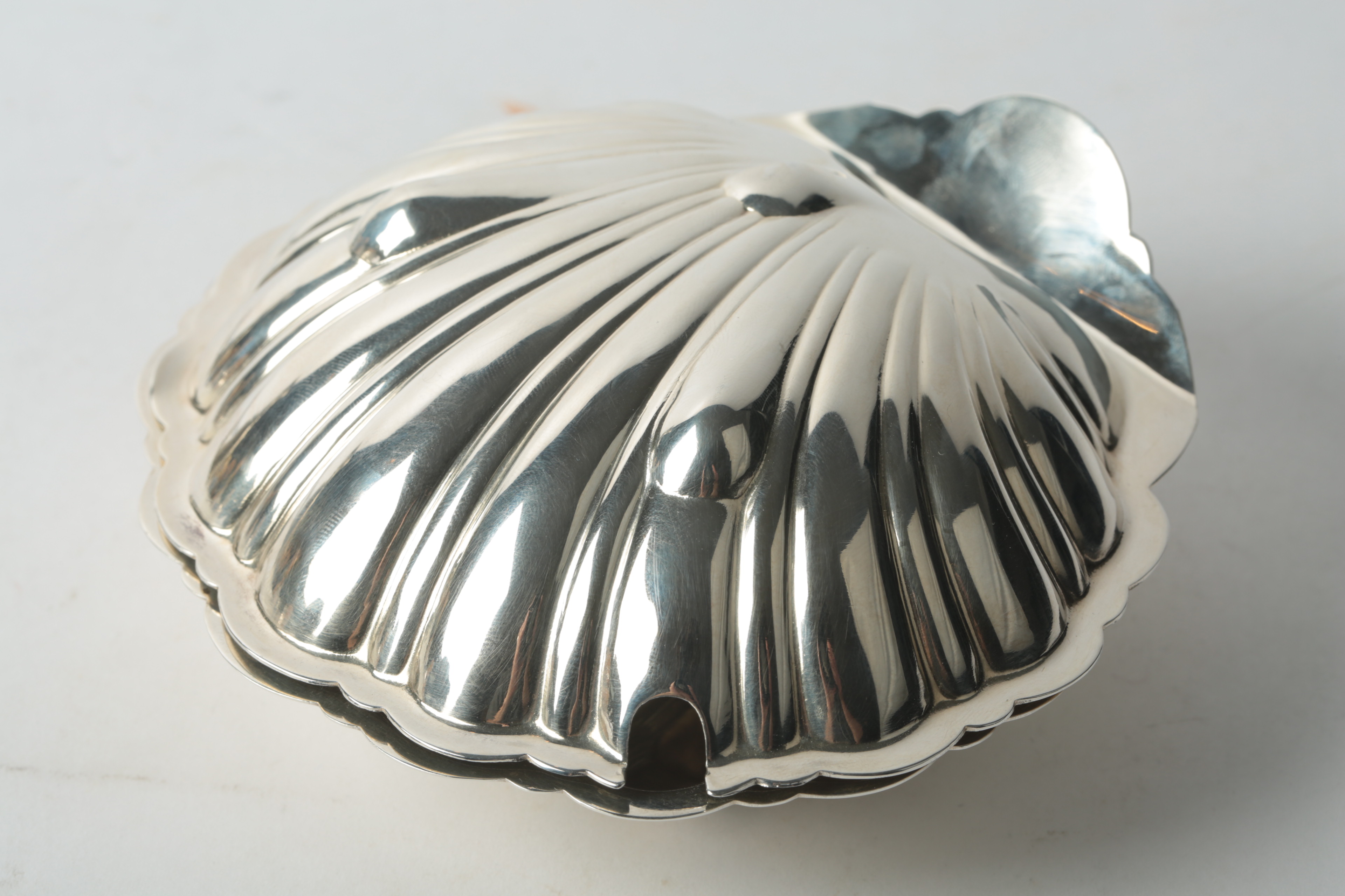 Barker Brothers Silver Plate Hinged Shell Butter Dish