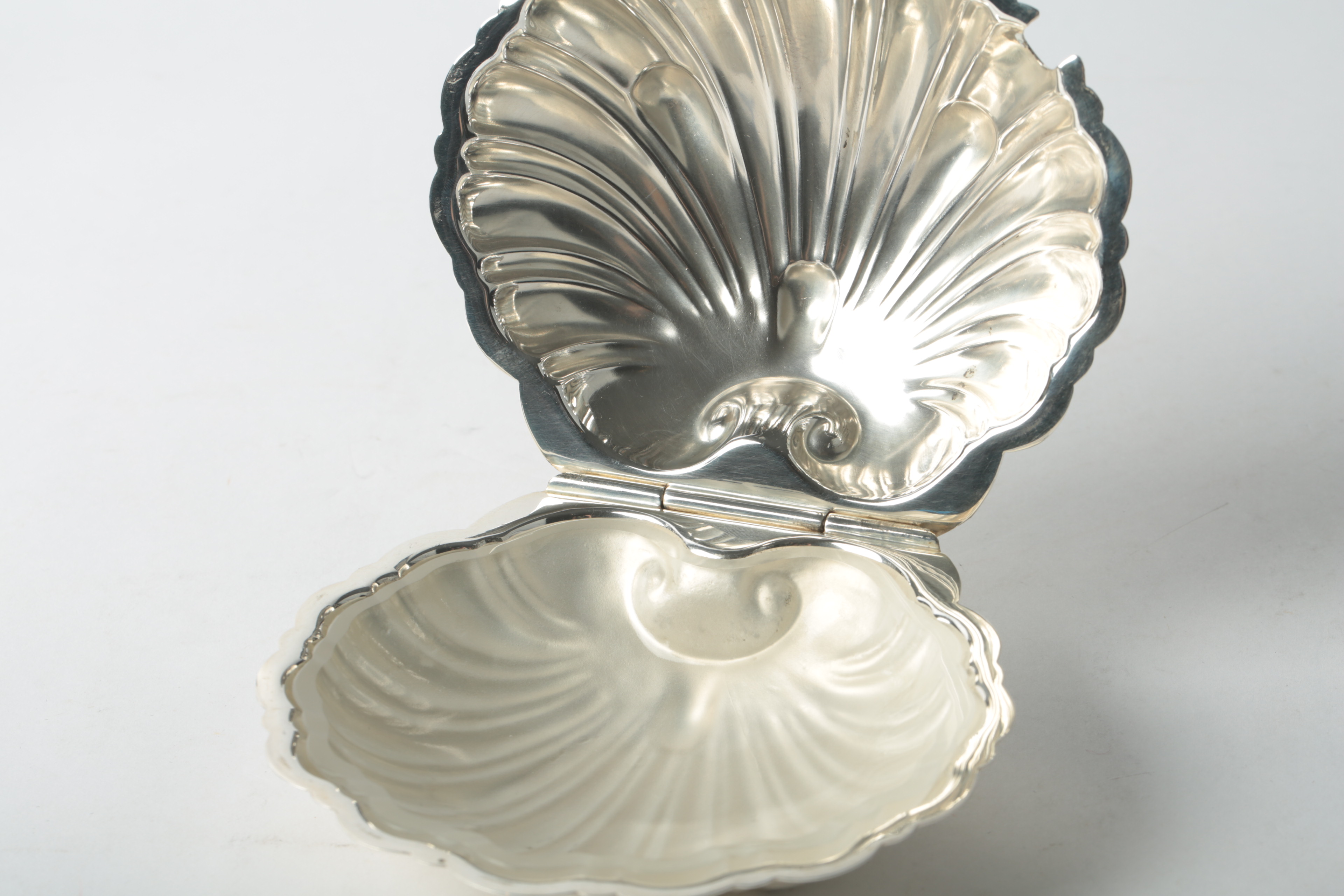 Barker Brothers Silver Plate Hinged Shell Butter Dish