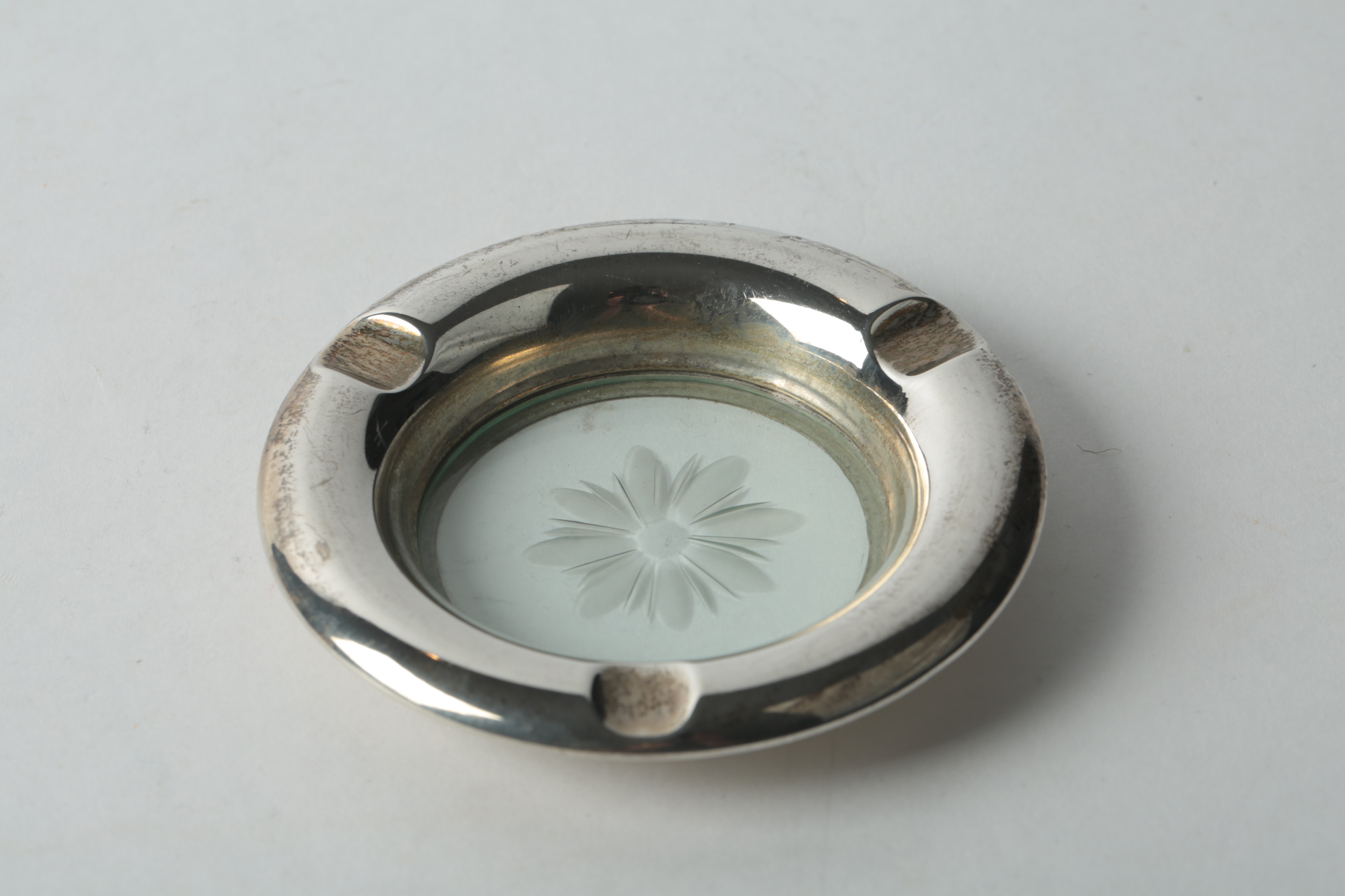 Early 20th Century Mathews Company Sterling Silver Rimmed Ash Trays