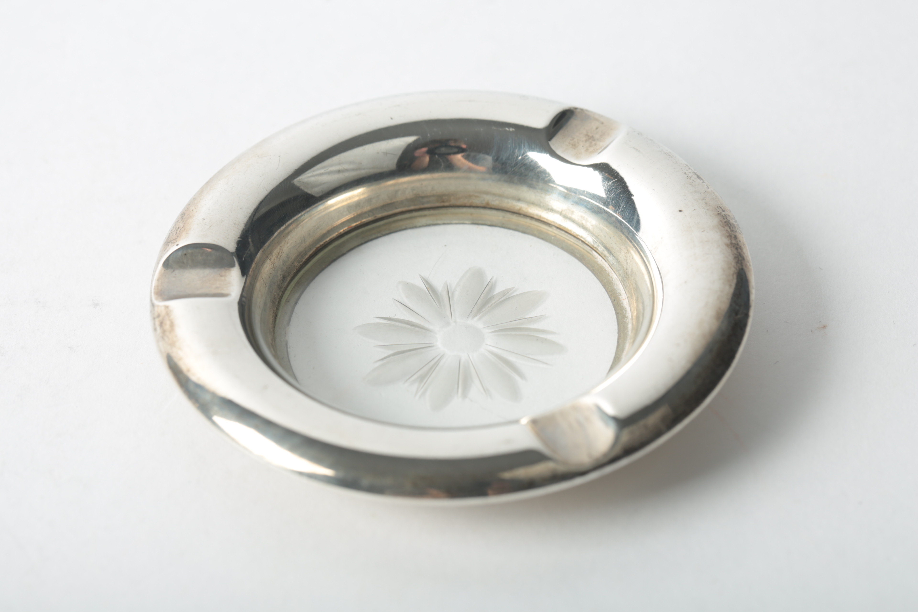 Early 20th Century Mathews Company Sterling Silver Rimmed Ash Trays