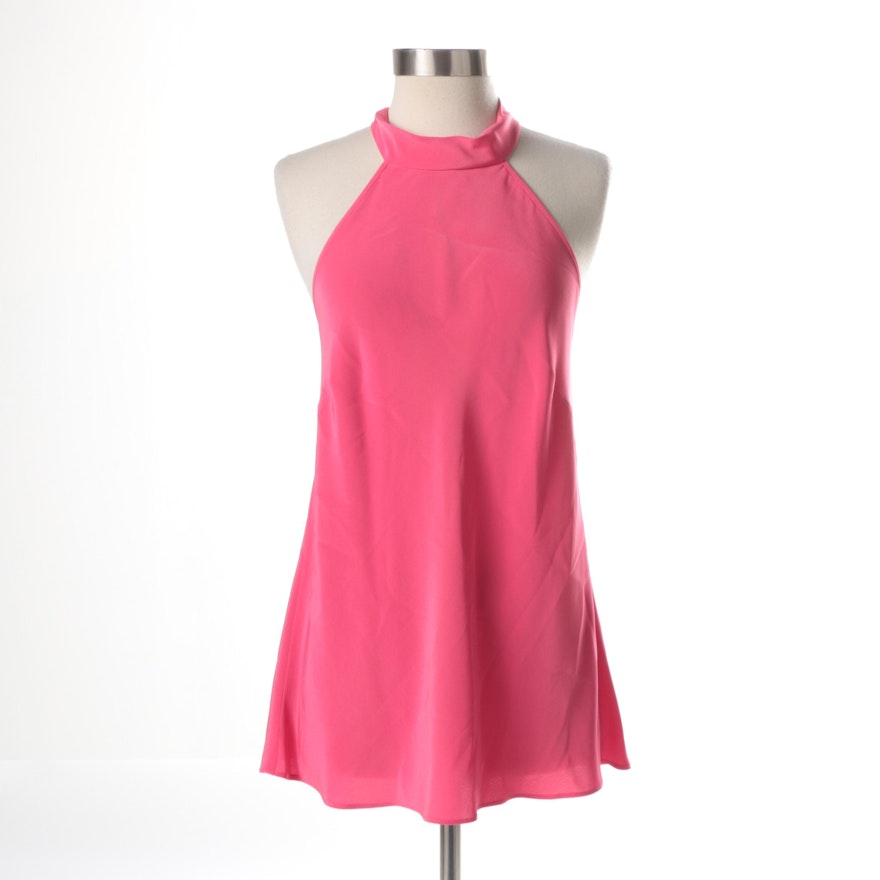 Blue Pearl by Allen Schwartz Pink Silk Halter Tunic Top