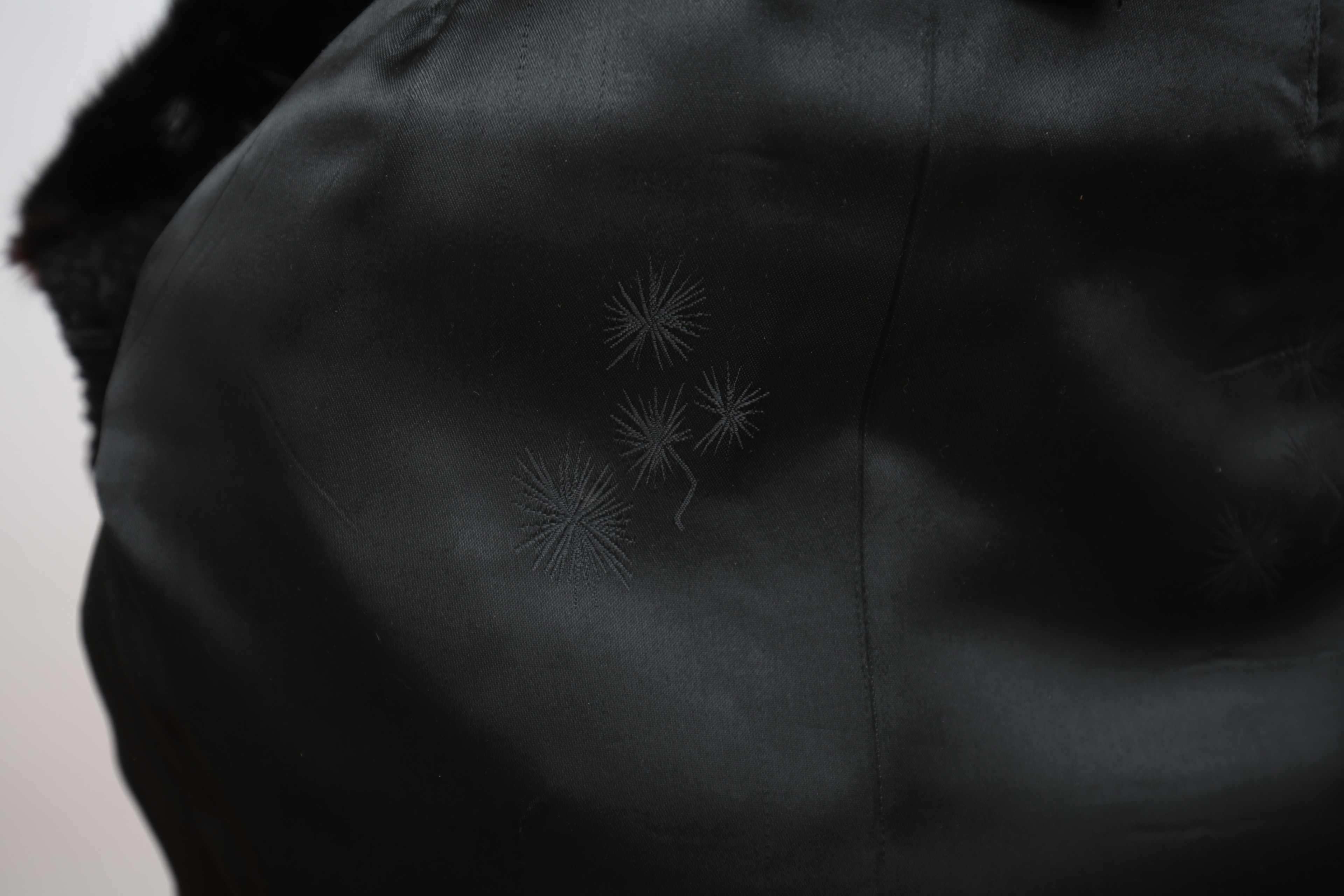 Vintage Saks Fifth Avenue Black Broadtail Lamb Fur Jacket with Mink Fur Collar