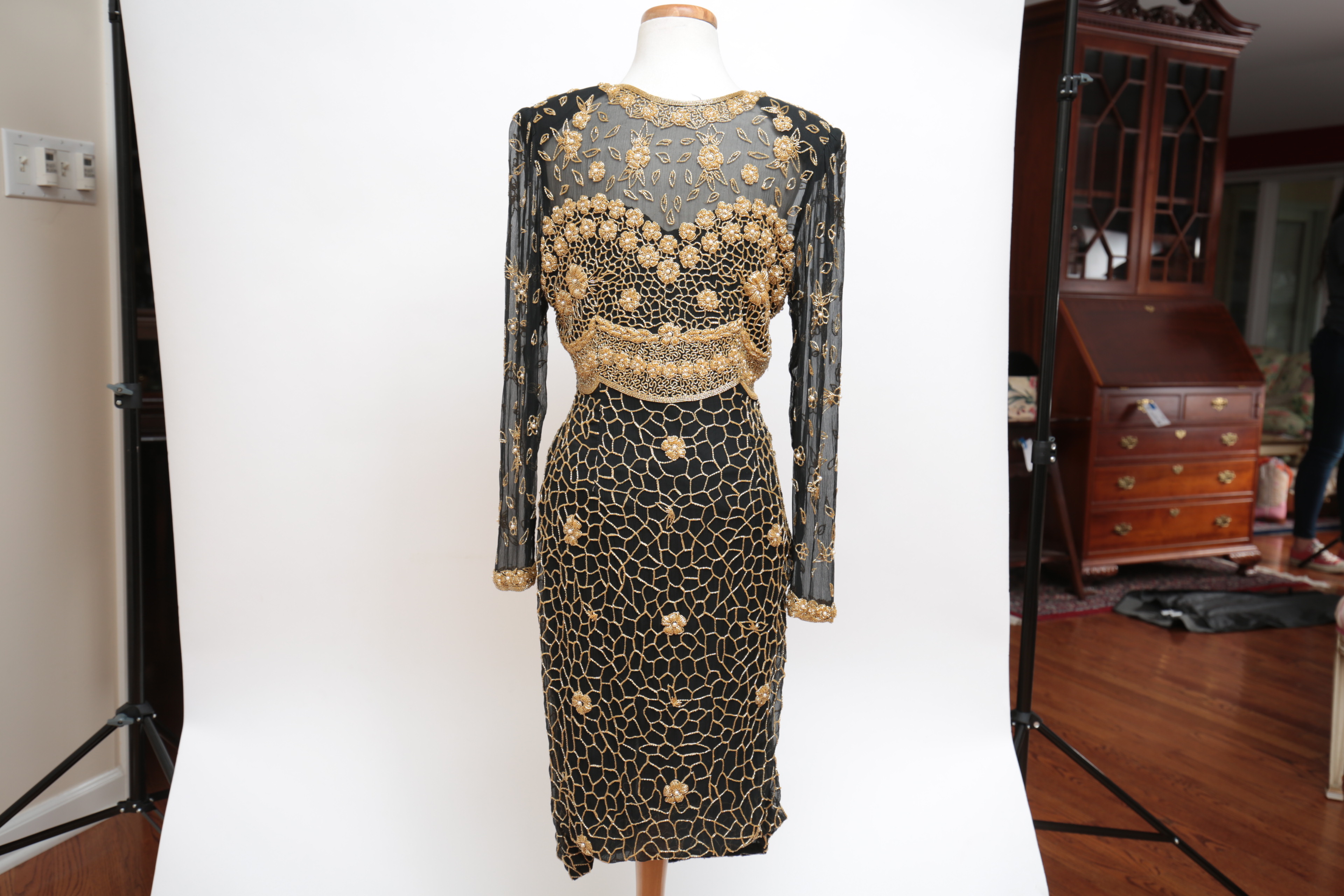 Vintage Judith Ann Collection for Neiman Marcus Beaded Silk Dress
