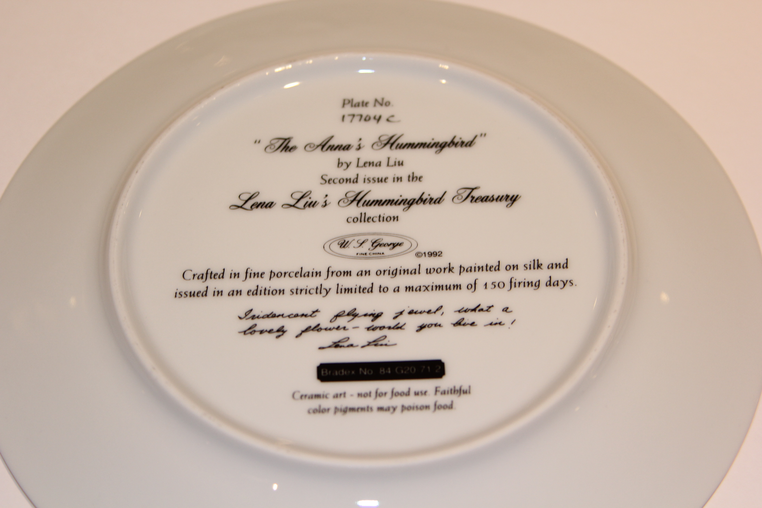 Lena Liu Hummingbird Treasury Collectors Plates