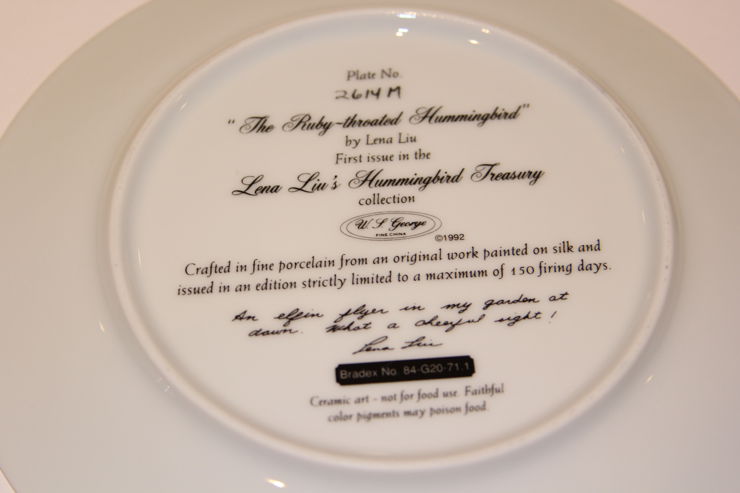 Lena Liu Hummingbird Treasury Collectors Plates
