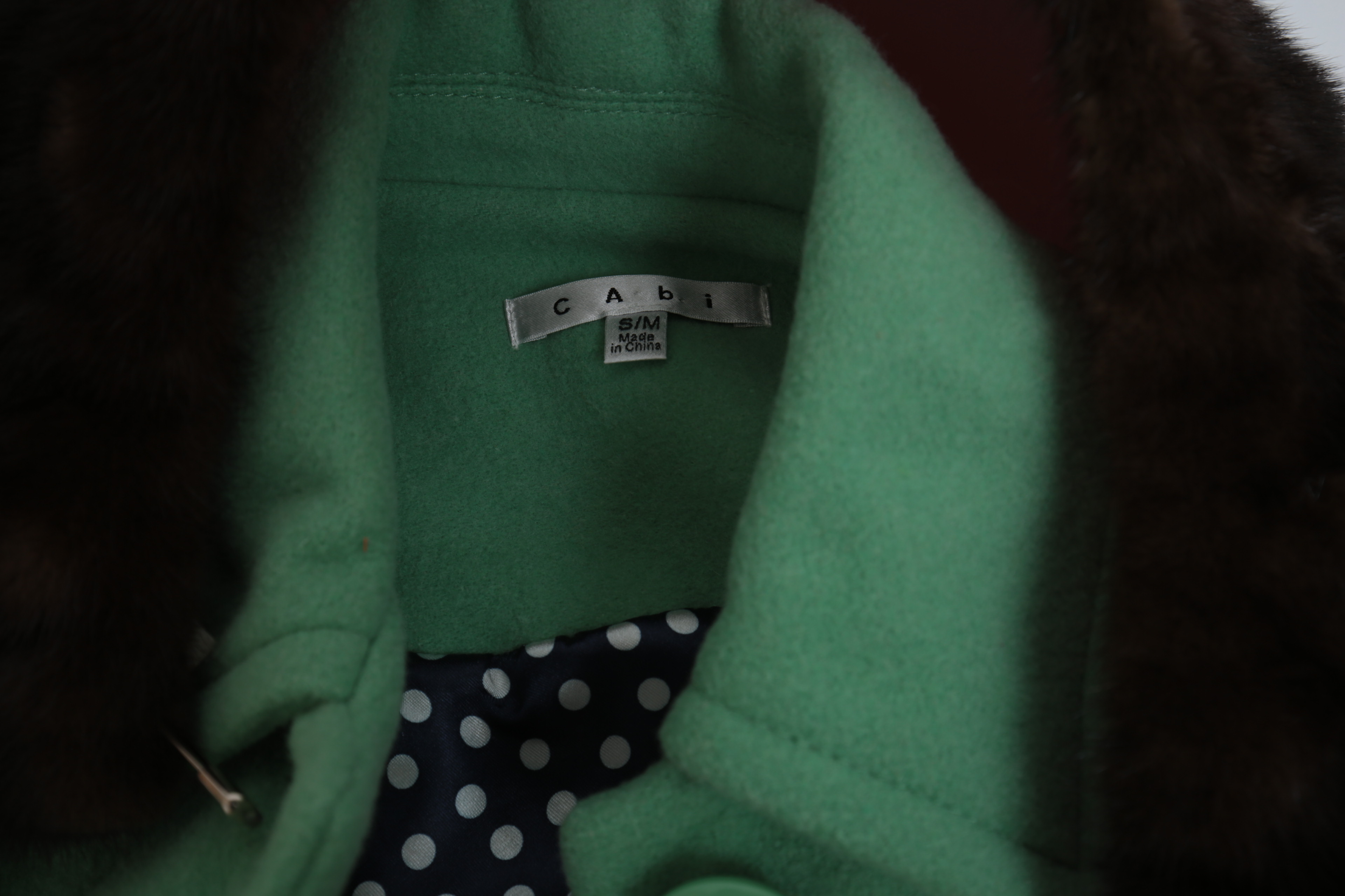 Pair of Vintage Cabi Green Jacket and Capelet with Mink Fur Collar