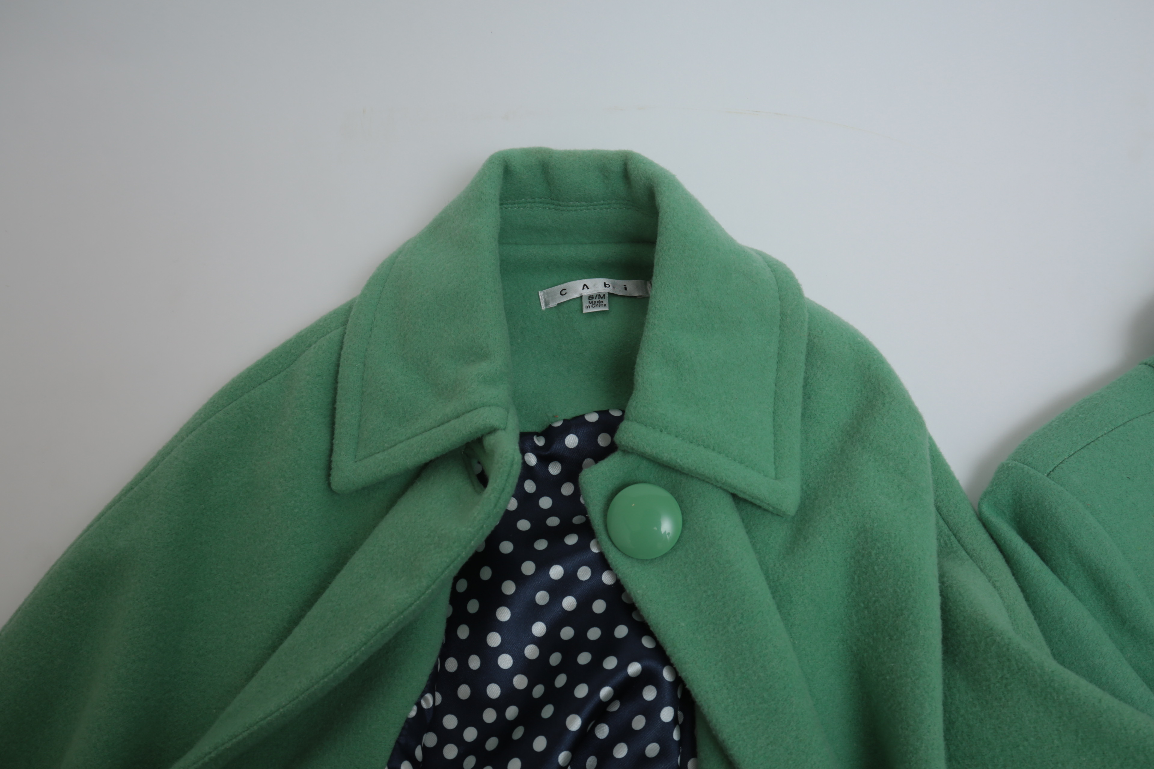 Pair of Vintage Cabi Green Jacket and Capelet with Mink Fur Collar