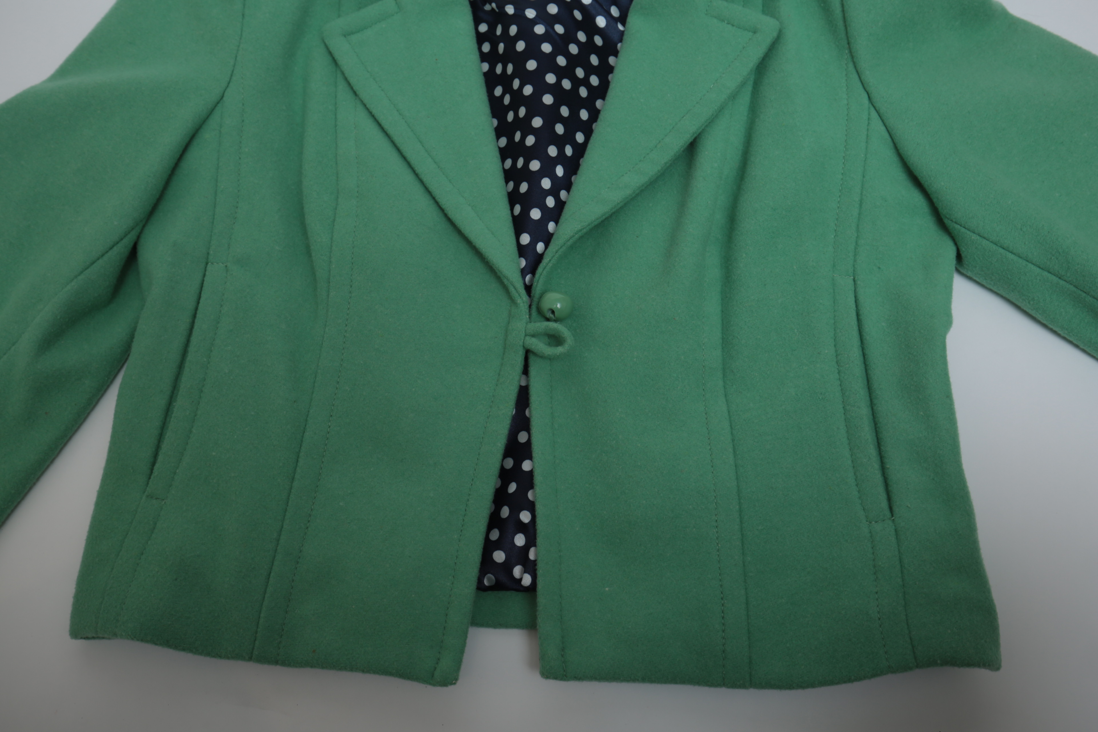 Pair of Vintage Cabi Green Jacket and Capelet with Mink Fur Collar