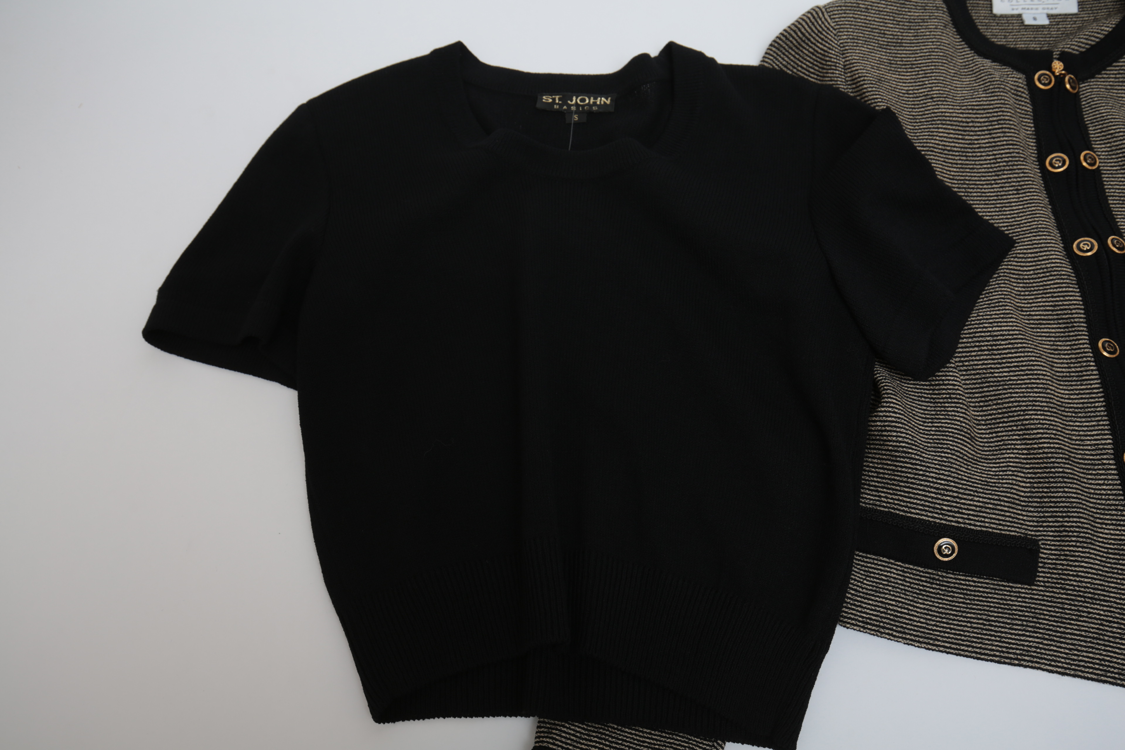St. John Knit Top in Black and Knit Jacket