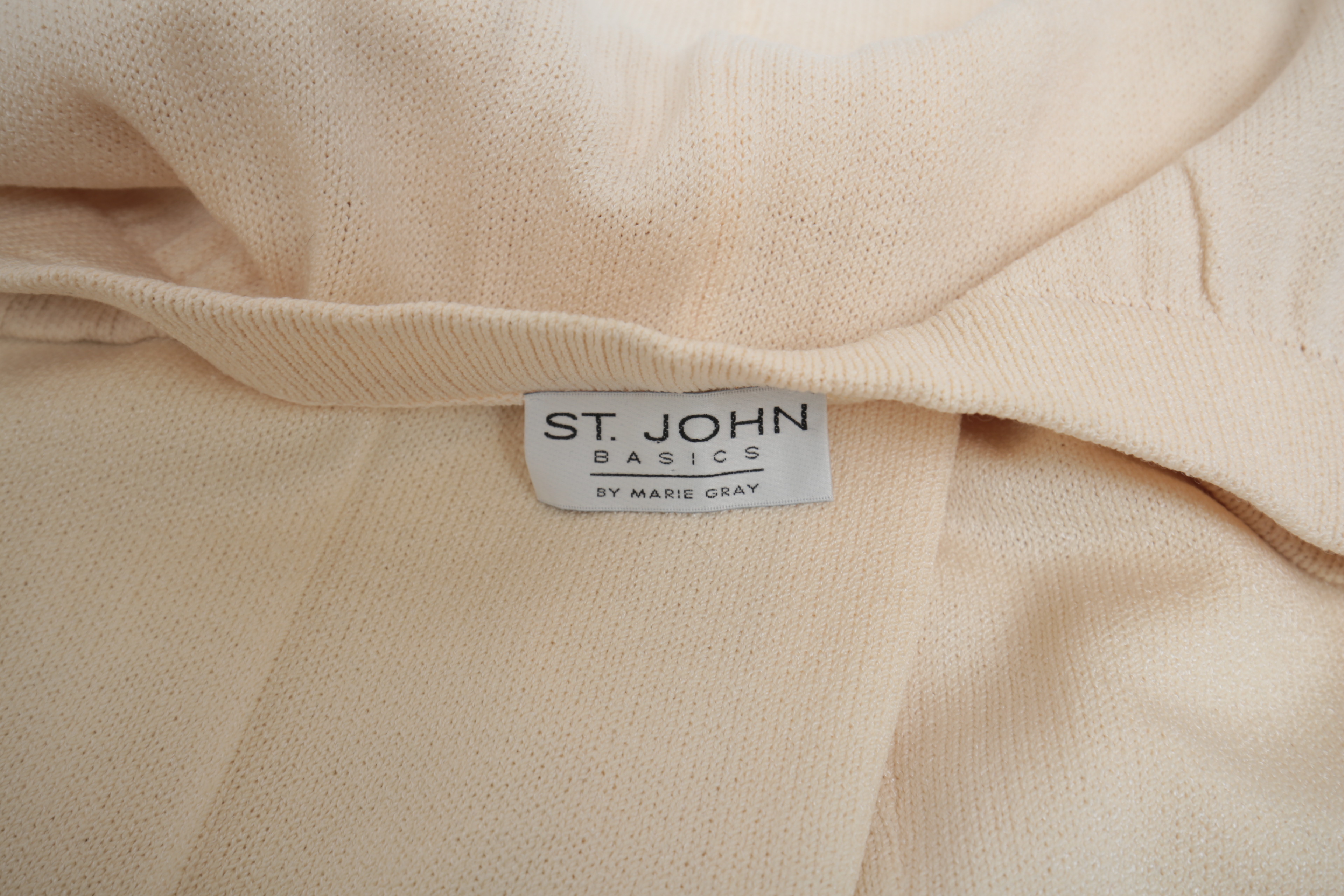 St. John Knitwear Set in Cream with Black Knit Trousers