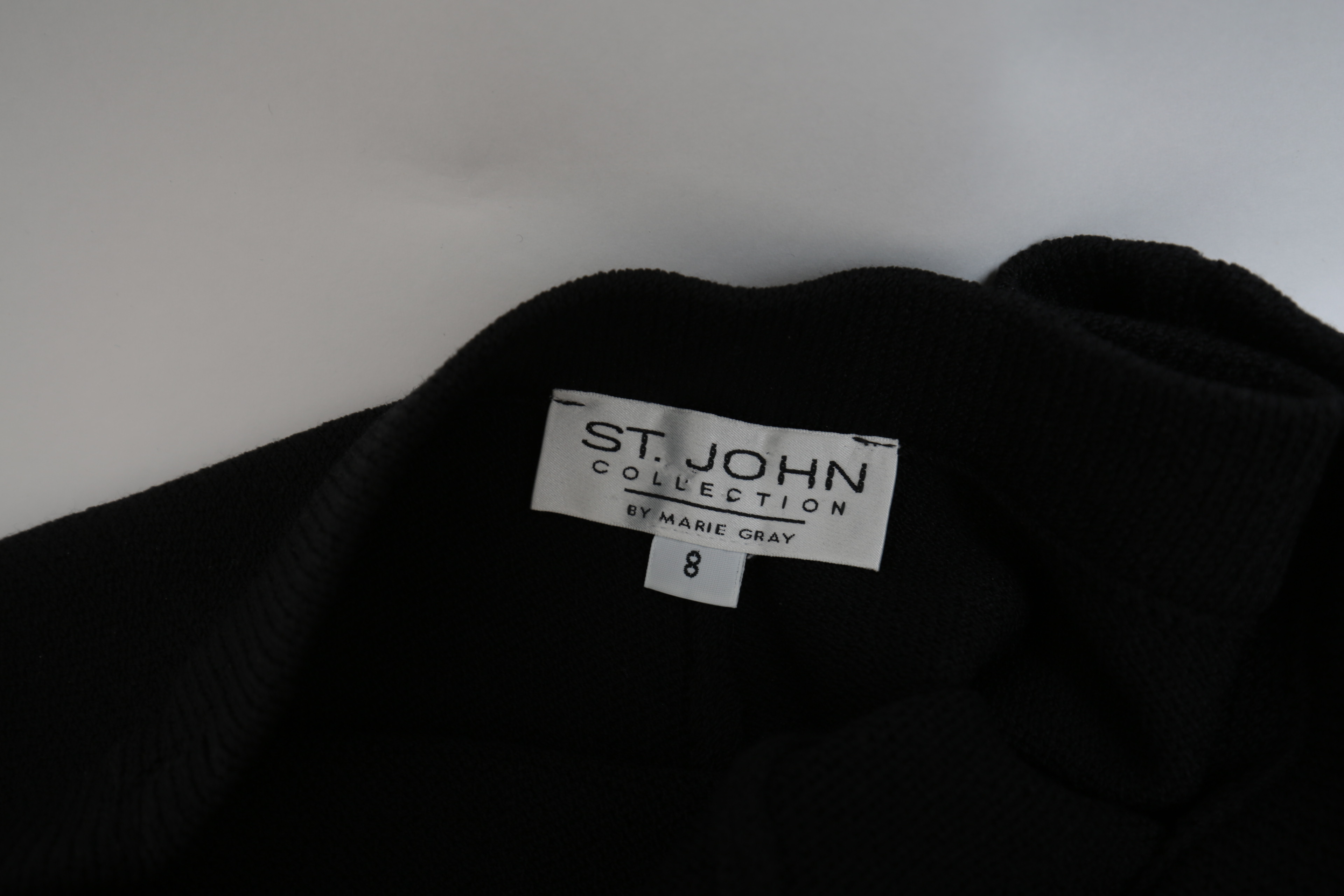 St. John Knitwear Set in Cream with Black Knit Trousers