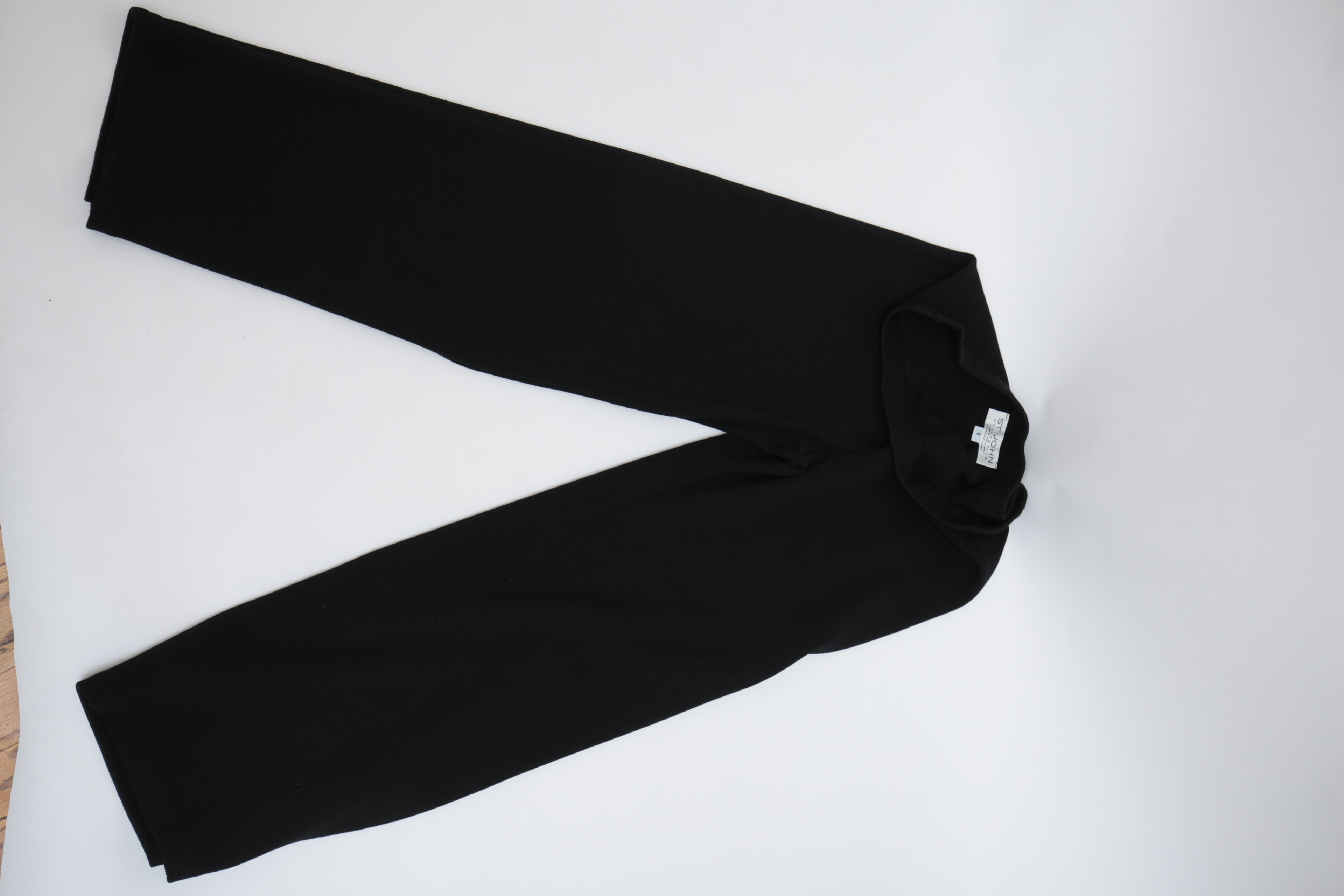 St. John Knitwear Set in Cream with Black Knit Trousers