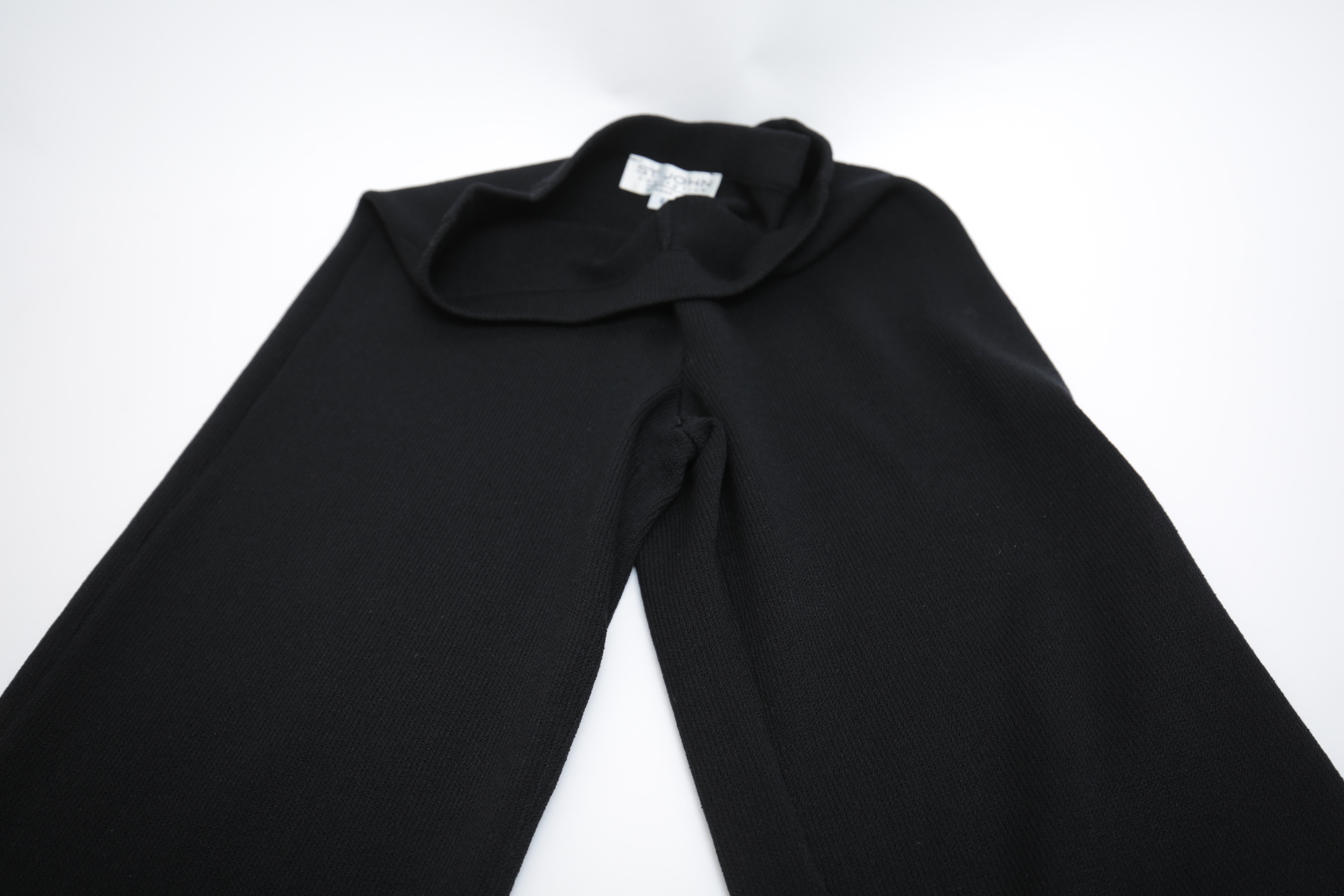 St. John Knitwear Set in Cream with Black Knit Trousers