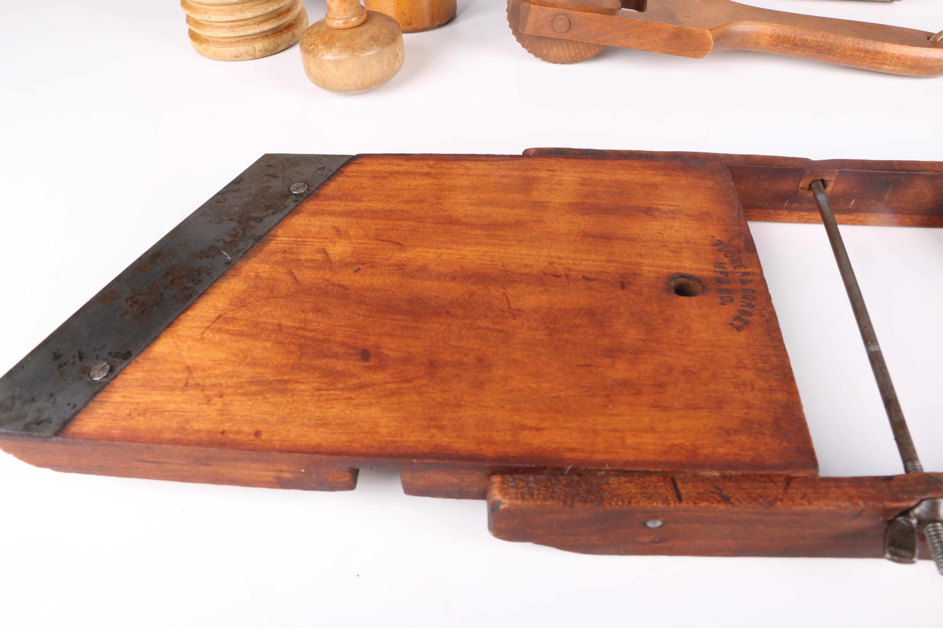 Antique and Vintage Wooden Kitchen Tools Including Mandoline Slicer