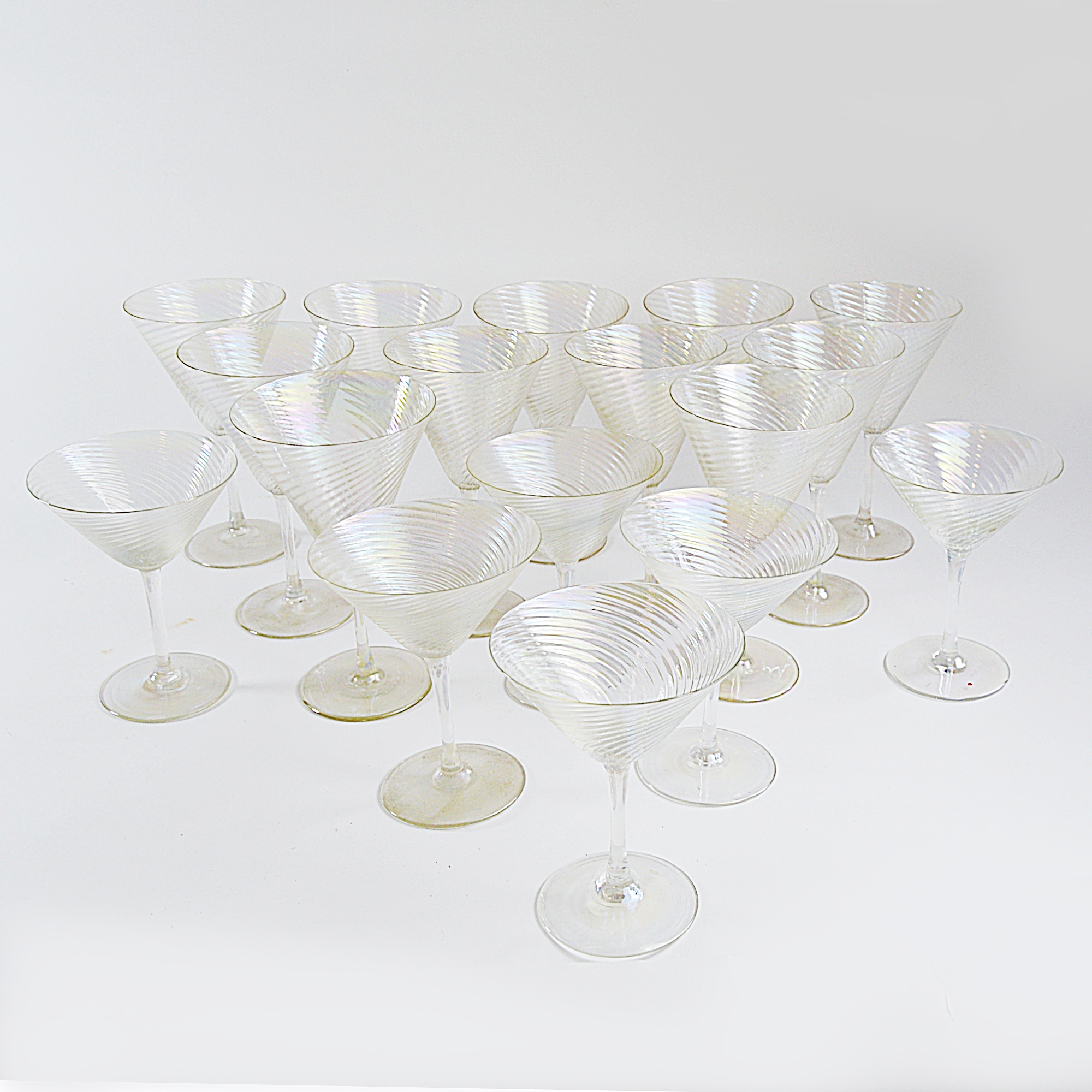 Set of Vintage Iridescent Swirl Stemware
