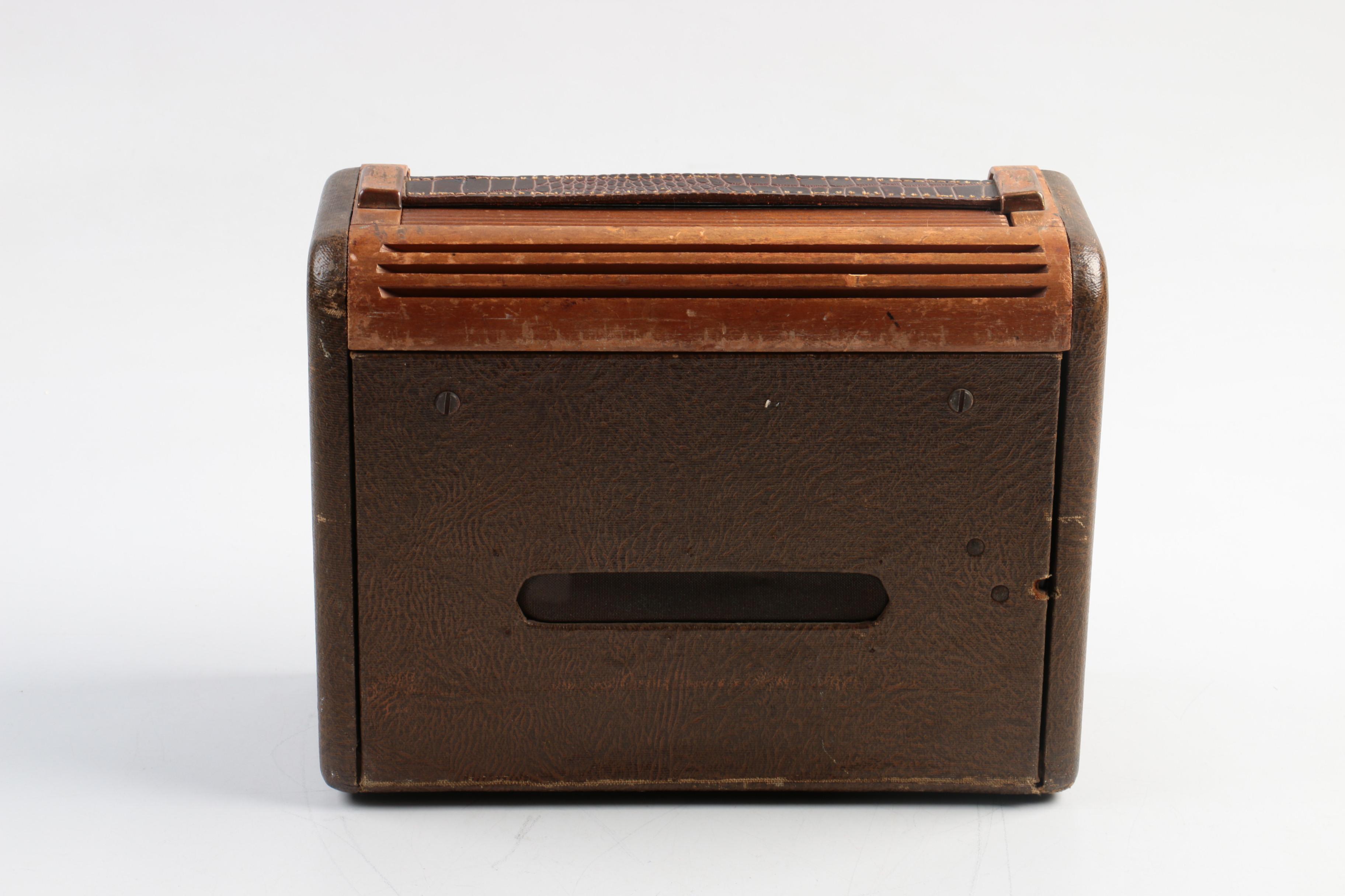 1940s Philco Roll-Top "Suitcase" Radio in Leather Case