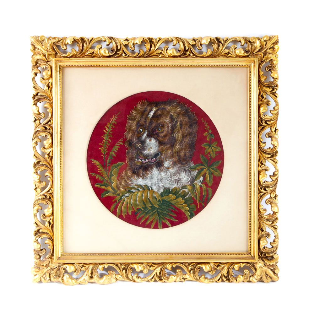 Beaded Embroidery Portrait of Spaniel Dog