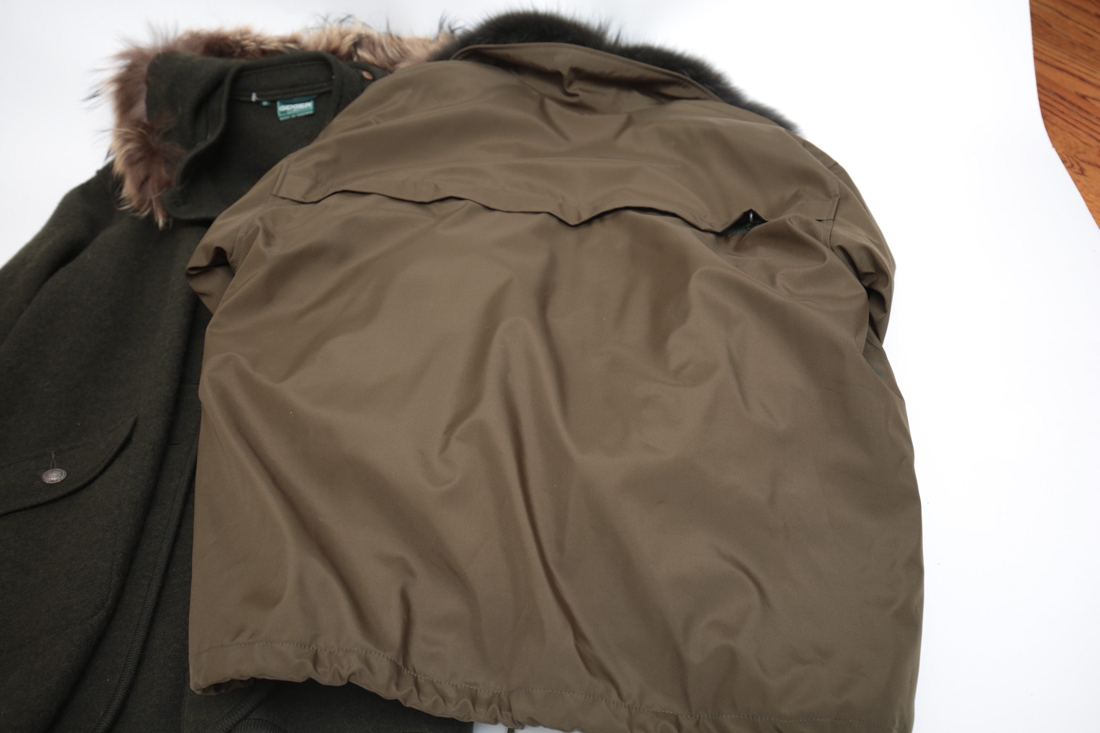 Pair of Austrian Geiger and Canadian Natural North Coats with Fur Collars