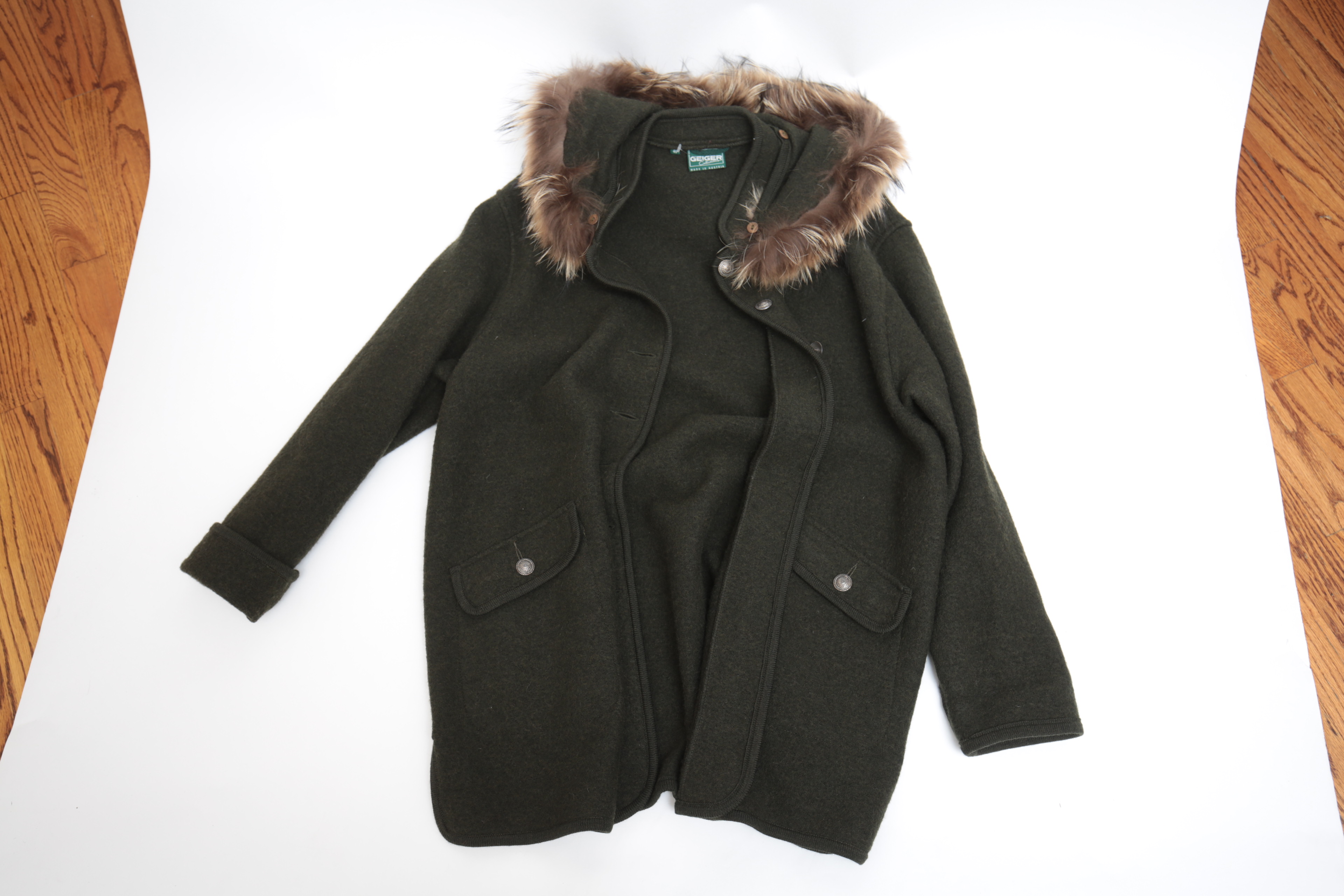 Pair of Austrian Geiger and Canadian Natural North Coats with Fur Collars