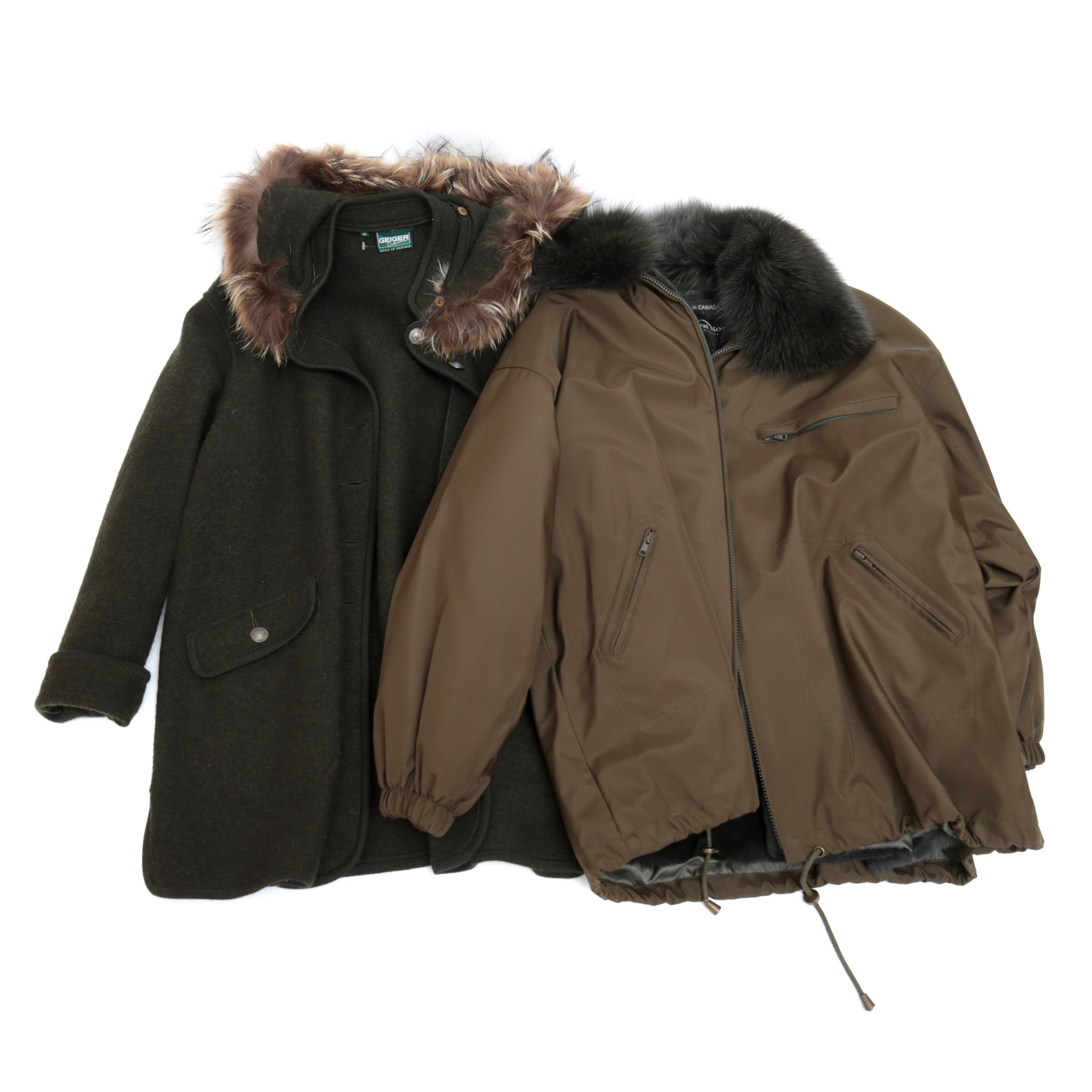 Pair of Austrian Geiger and Canadian Natural North Coats with Fur Collars