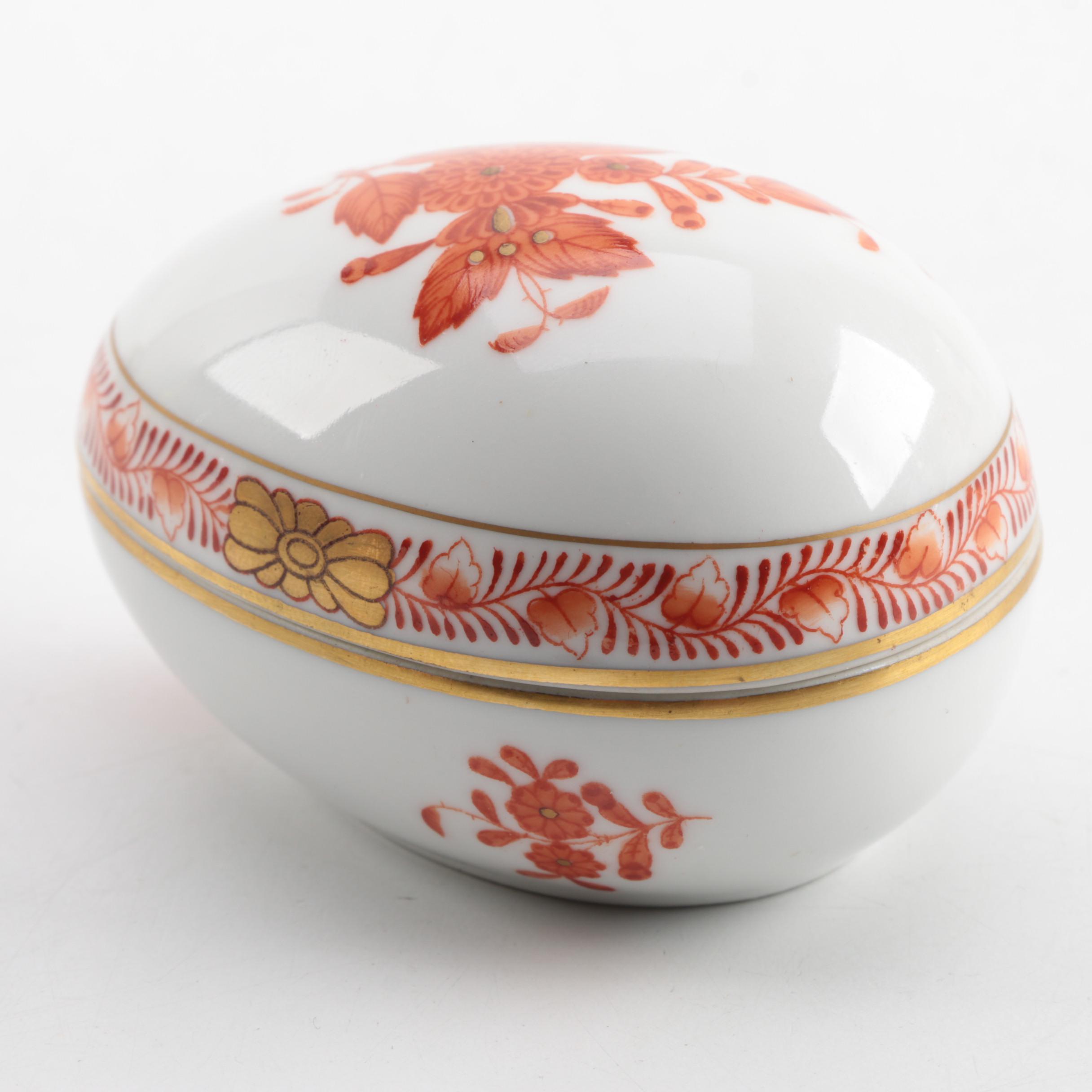Herend Hand Painted Porcelain Egg Trinket Box