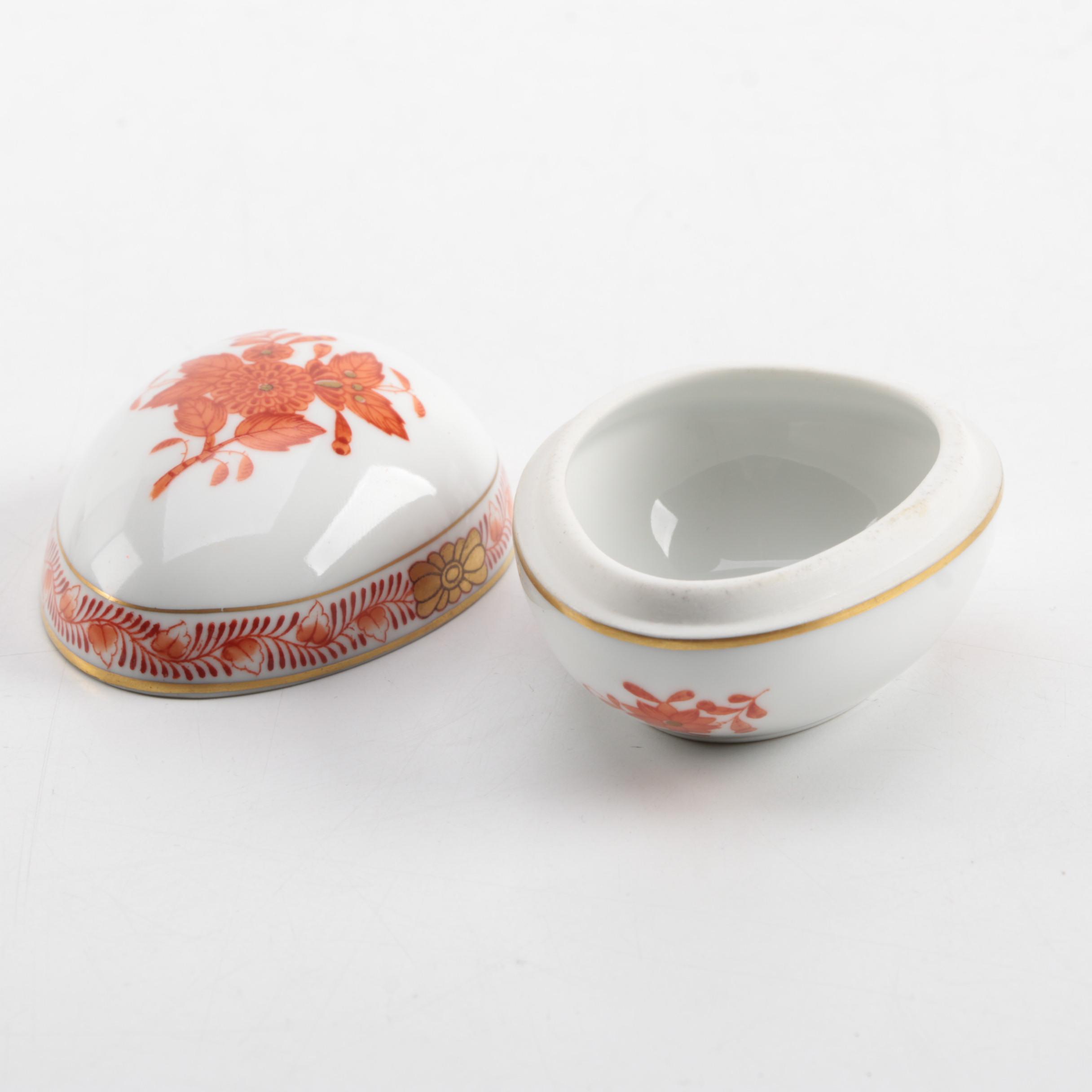 Herend Hand Painted Porcelain Egg Trinket Box