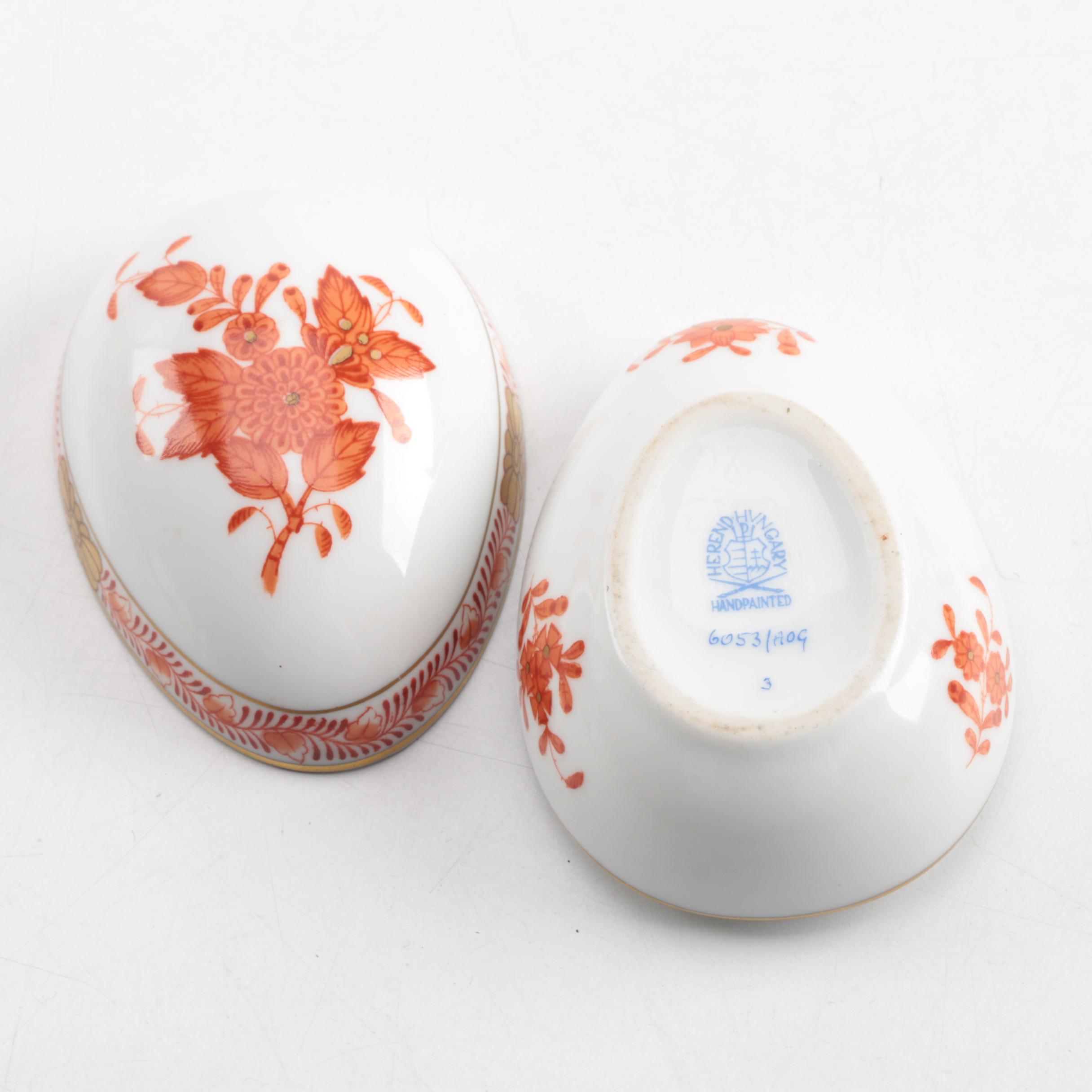 Herend Hand Painted Porcelain Egg Trinket Box