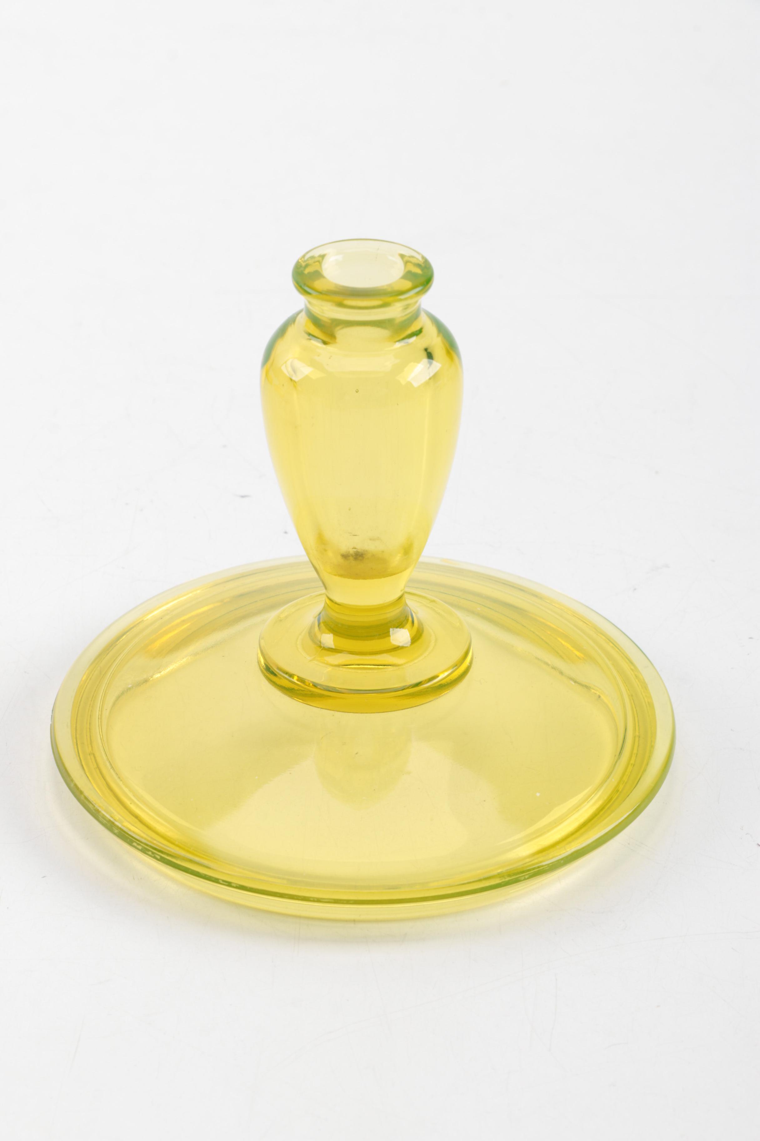 Antique Vaseline Glass Vanity Set