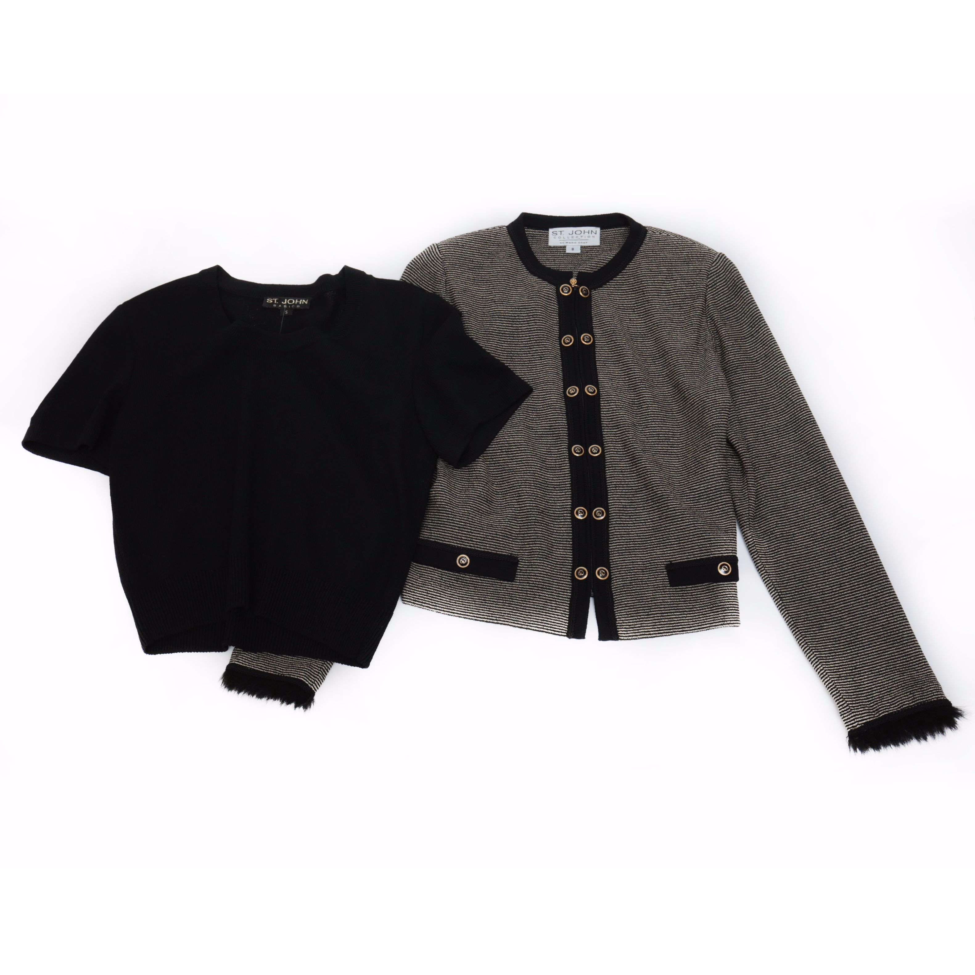 St. John Knit Top in Black and Knit Jacket