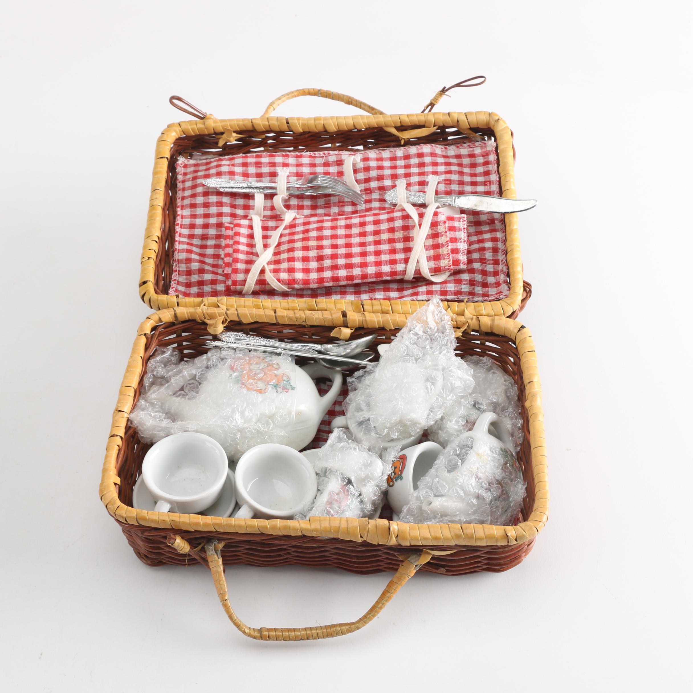 Vintage Cabbage Patch Kid and Doll Carriage with Picnic Basket