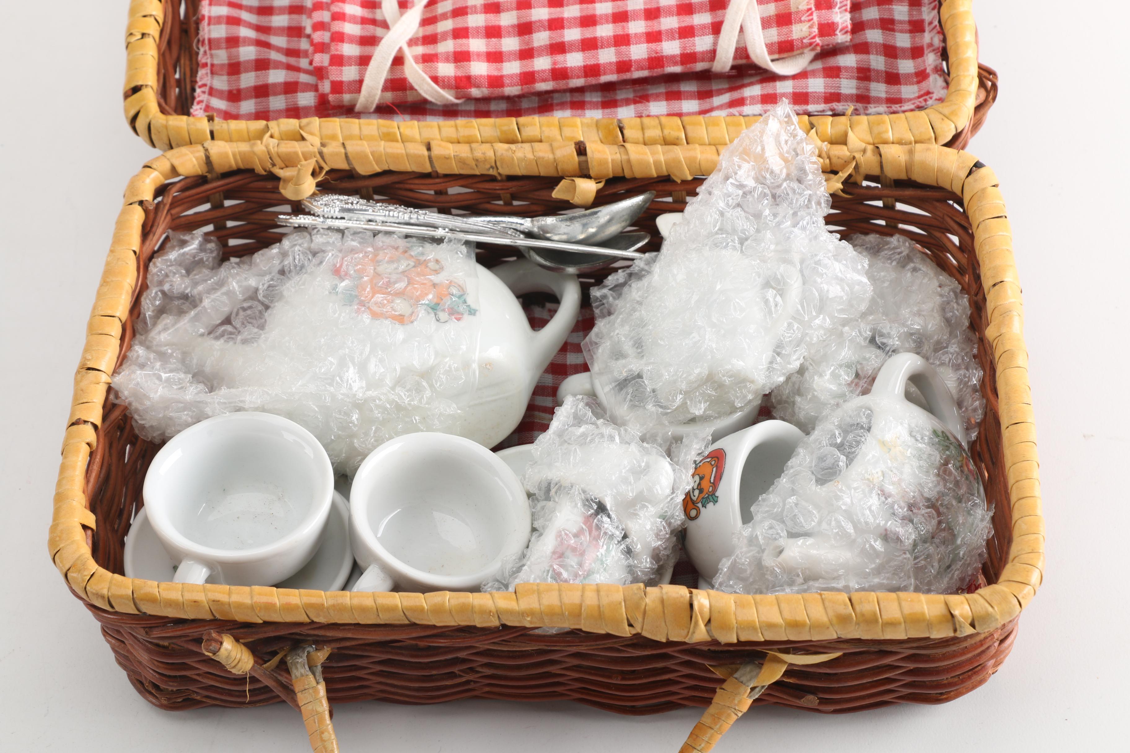 Vintage Cabbage Patch Kid and Doll Carriage with Picnic Basket