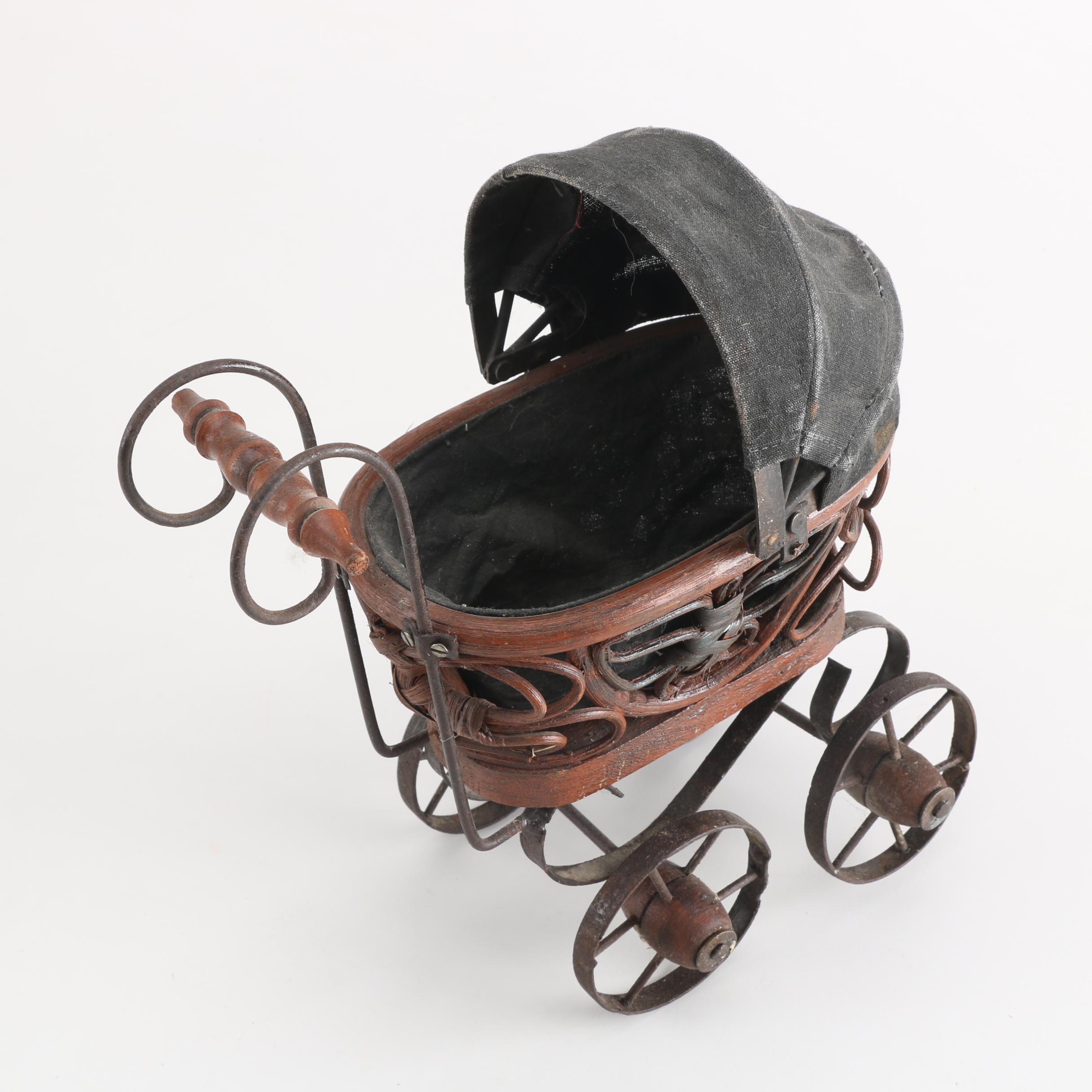 Vintage Cabbage Patch Kid and Doll Carriage with Picnic Basket