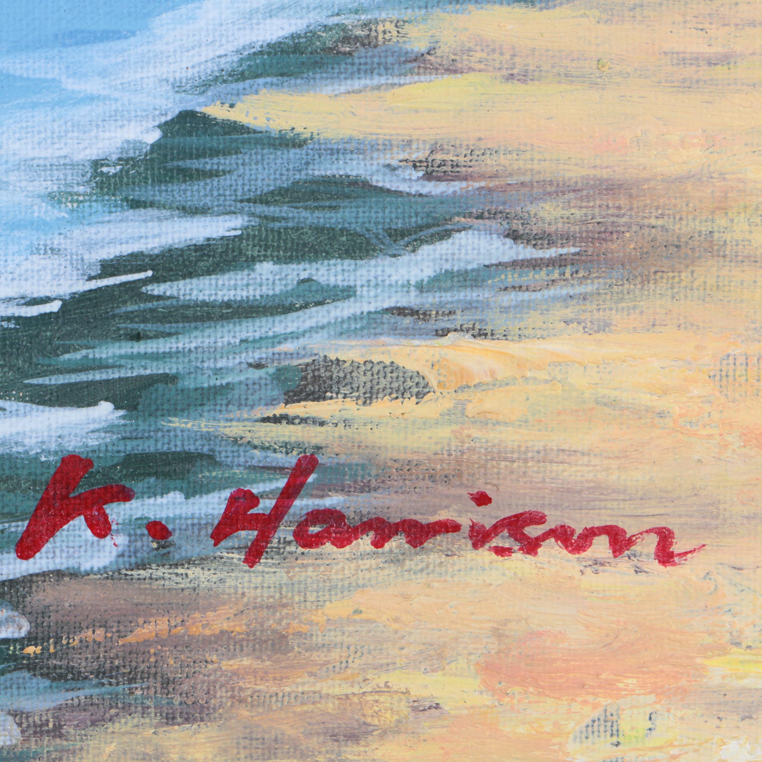 K. Harrison Oil Painting on Canvas of Beach