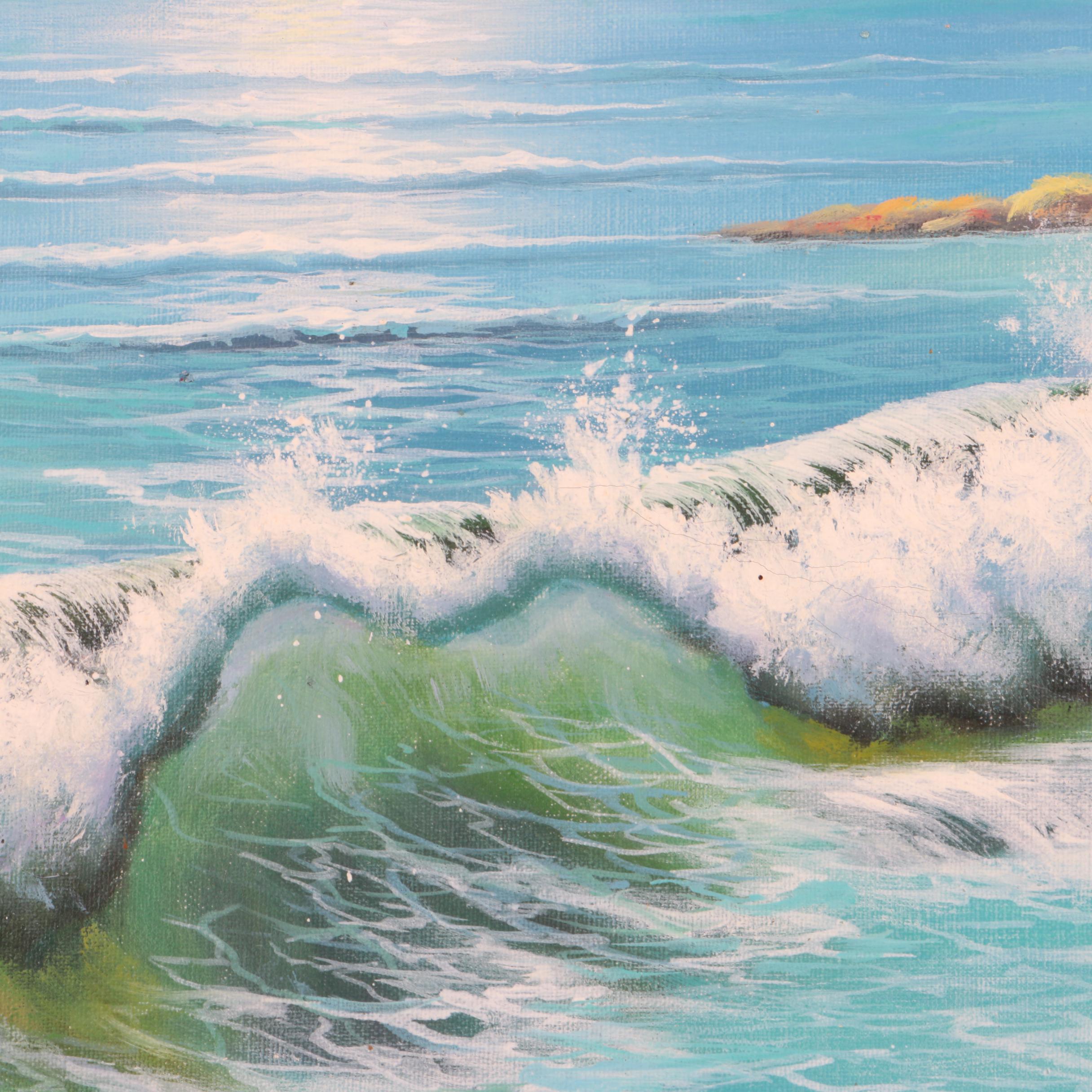 K. Harrison Oil Painting on Canvas of Beach