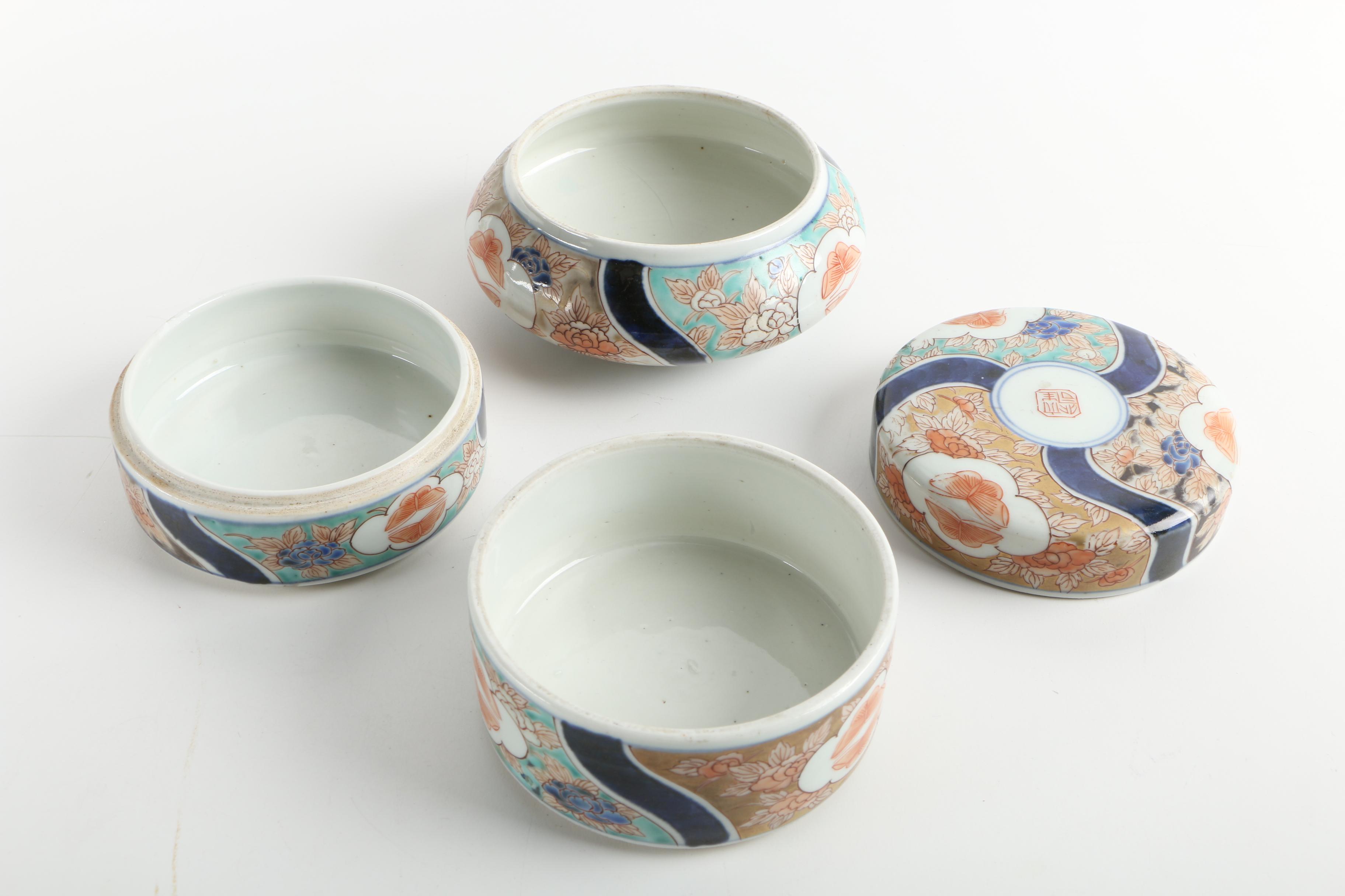 Chinoisserie Stacked Ceramic Trinket Boxes