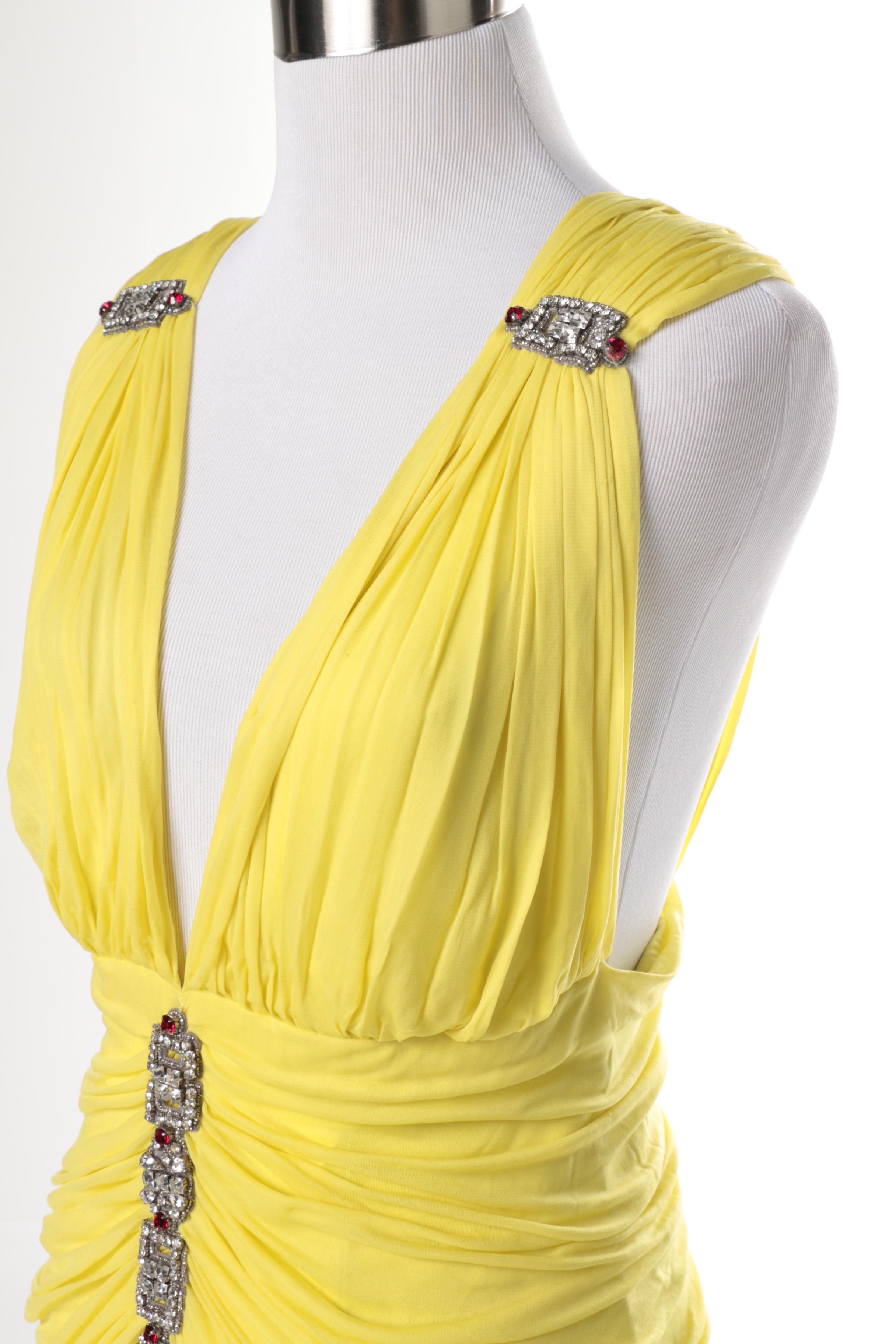 Roberto Cavalli Ruched Cocktail Dress with Rhinestones