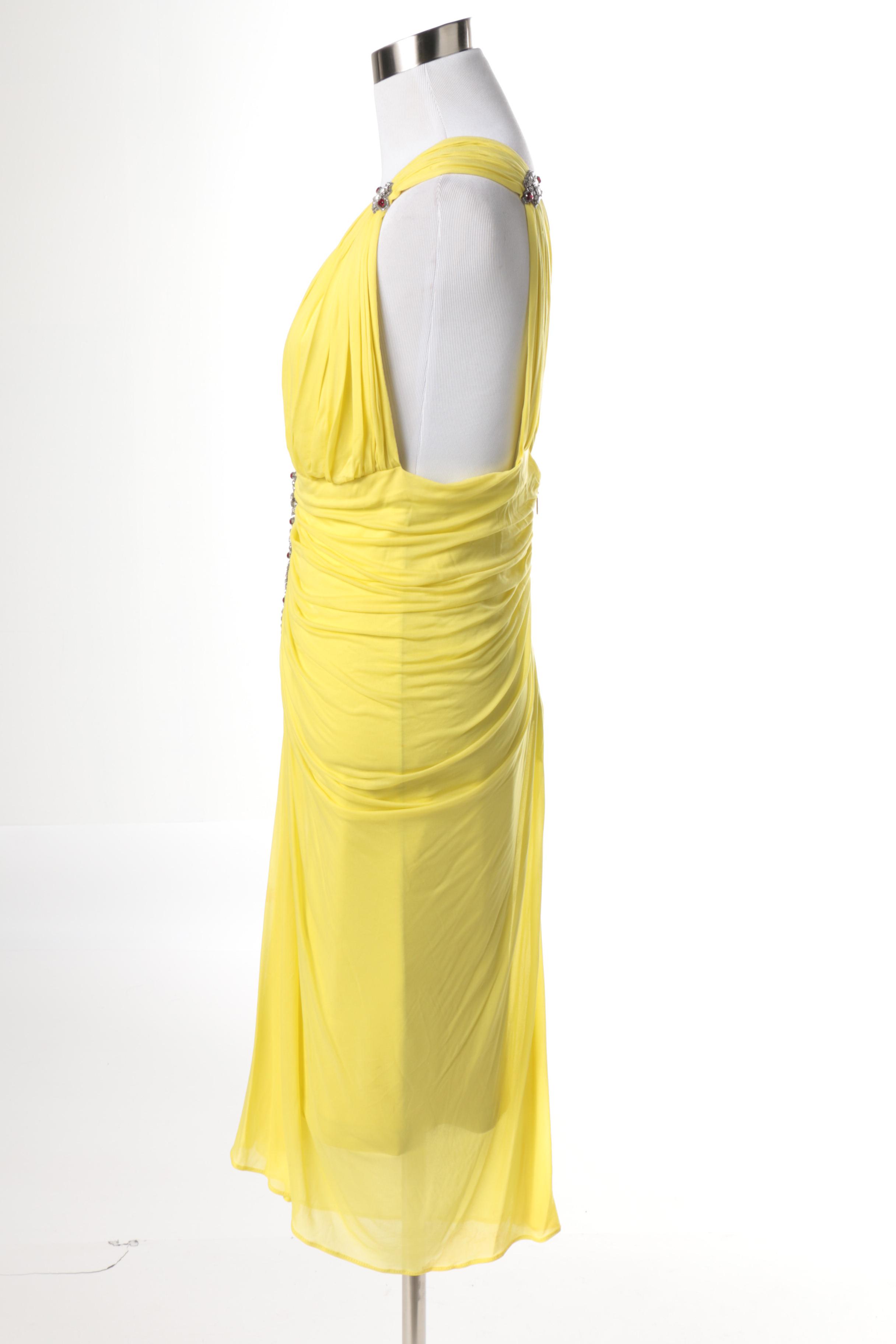 Roberto Cavalli Ruched Cocktail Dress with Rhinestones