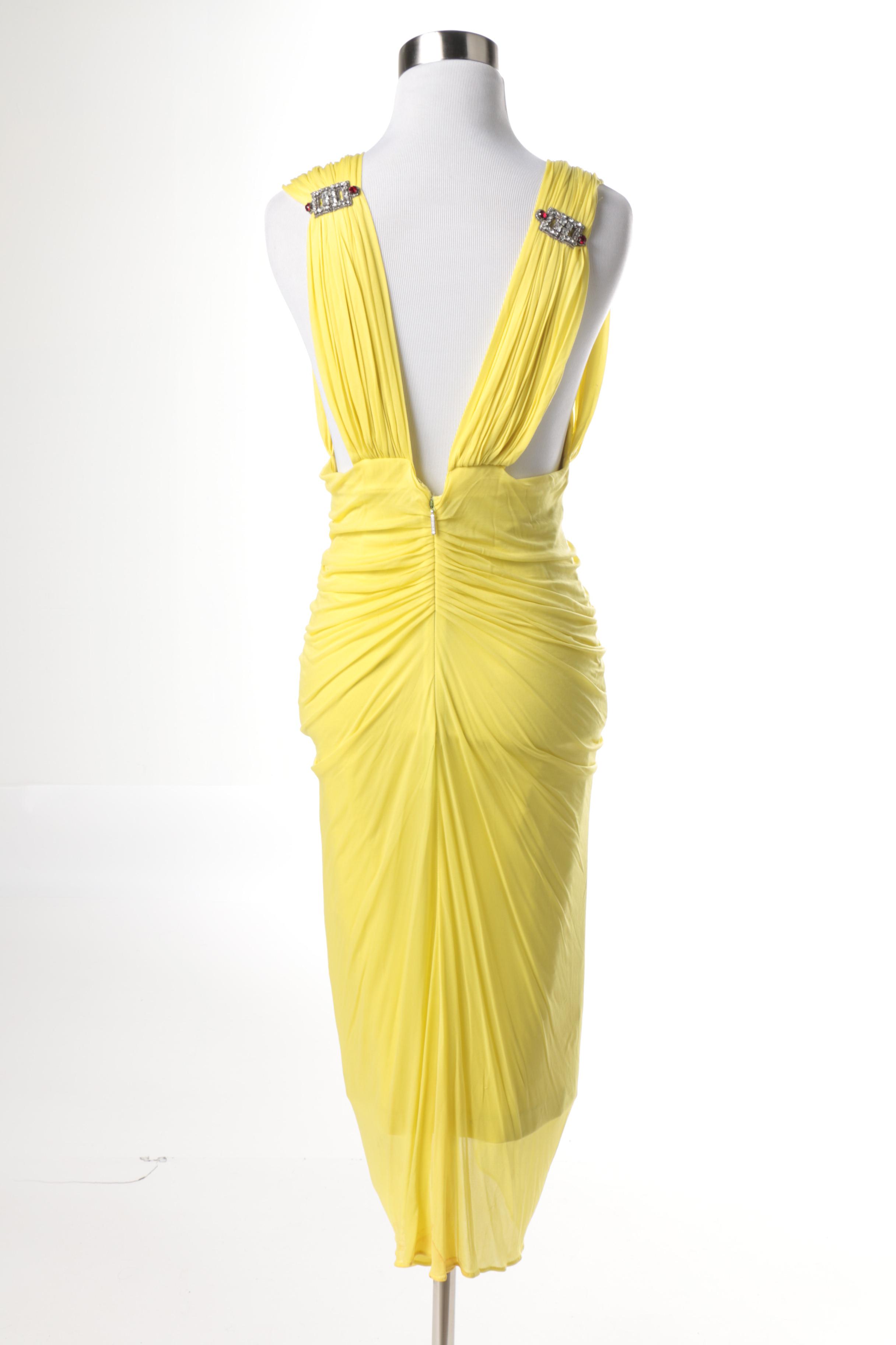 Roberto Cavalli Ruched Cocktail Dress with Rhinestones