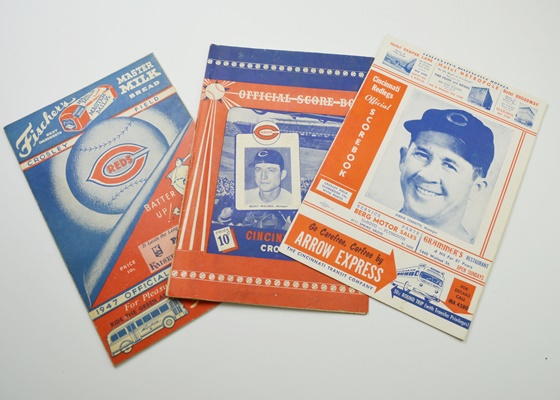 Three Cincinnati Reds Baseball Scorecards