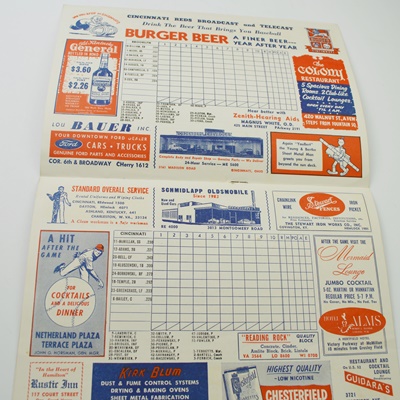 Three Cincinnati Reds Baseball Scorecards