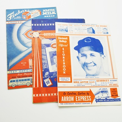 Three Cincinnati Reds Baseball Scorecards